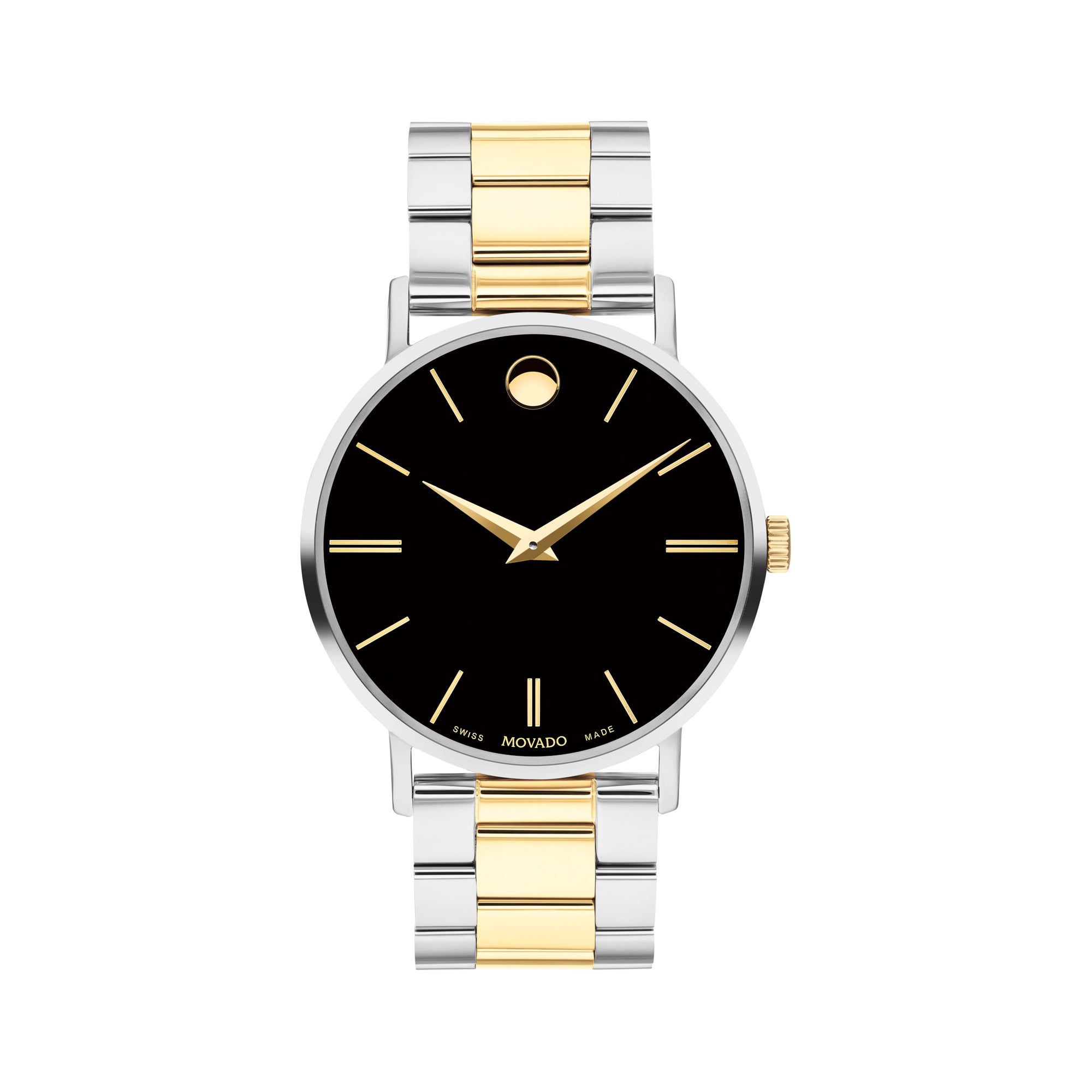 Mens Corporate Exclusive Two-Tone Stainless Steel Watch Black Dial