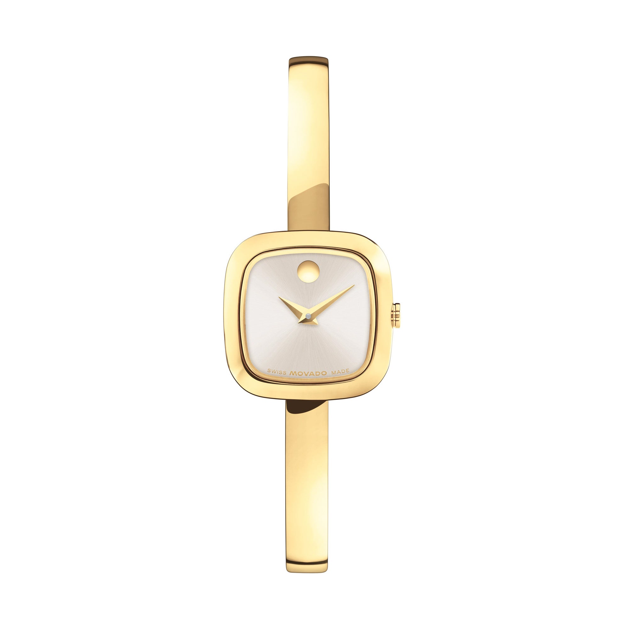 Ladies Museum Bangle Square Gold-Tone Stainless Steel Watch Champagne Dial