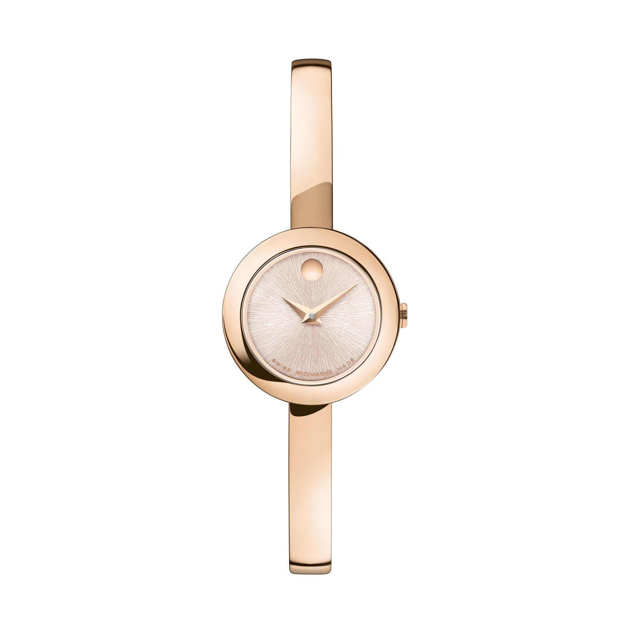 Ladies Museum Bangle Rose Gold-Tone Stainless Steel Watch Gray Dial
