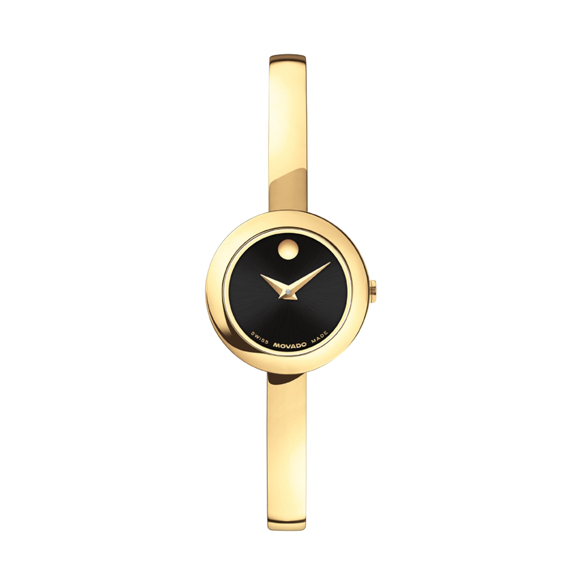 Ladies Museum Bangle Gold-Tone Stainless Steel Watch Black Dial