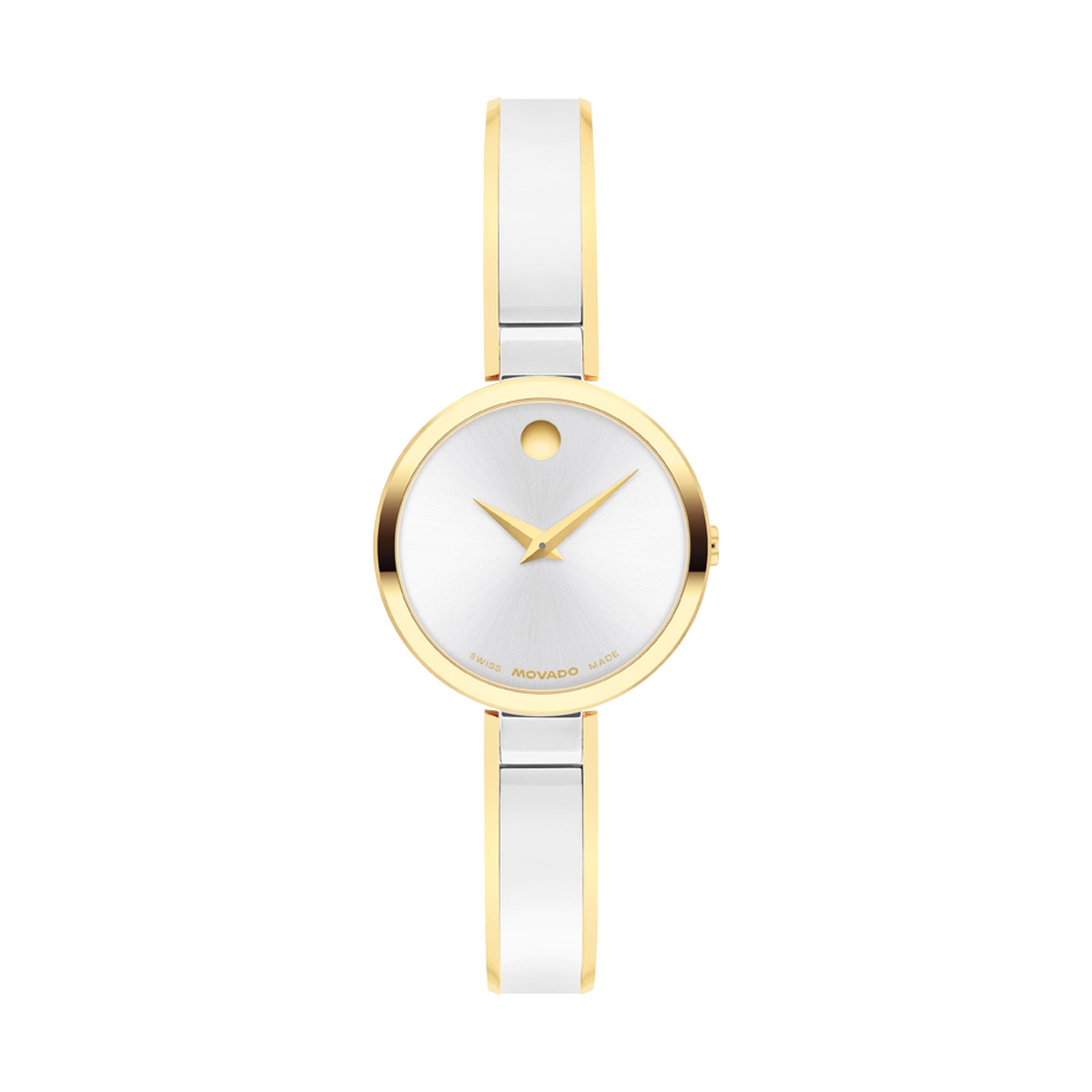 Ladies Moda Two-Tone Stainless Steel Bangle Watch Silver Dial