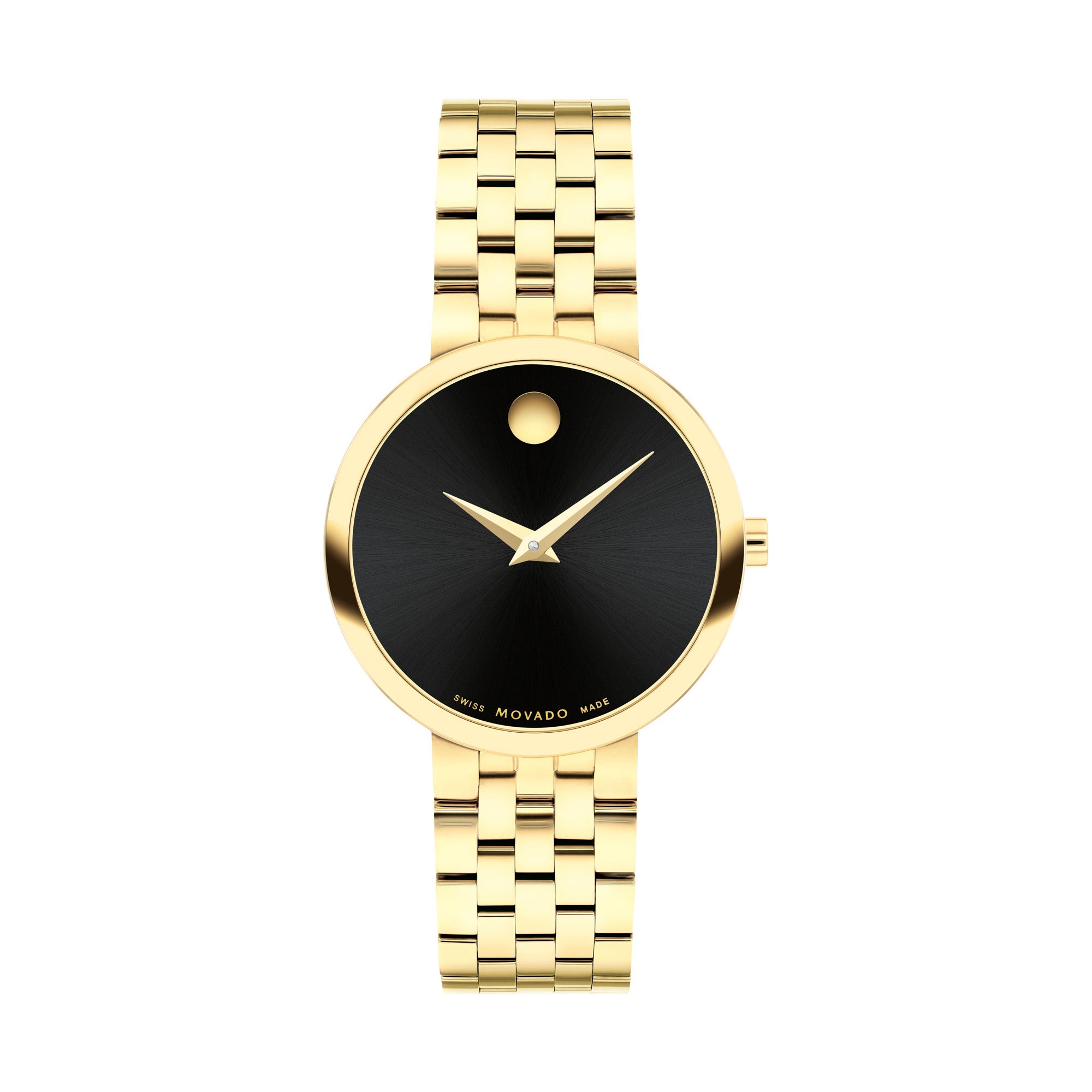 Ladies Museum Classic New Gold-Tone Stainless Steel Watch Black Dial