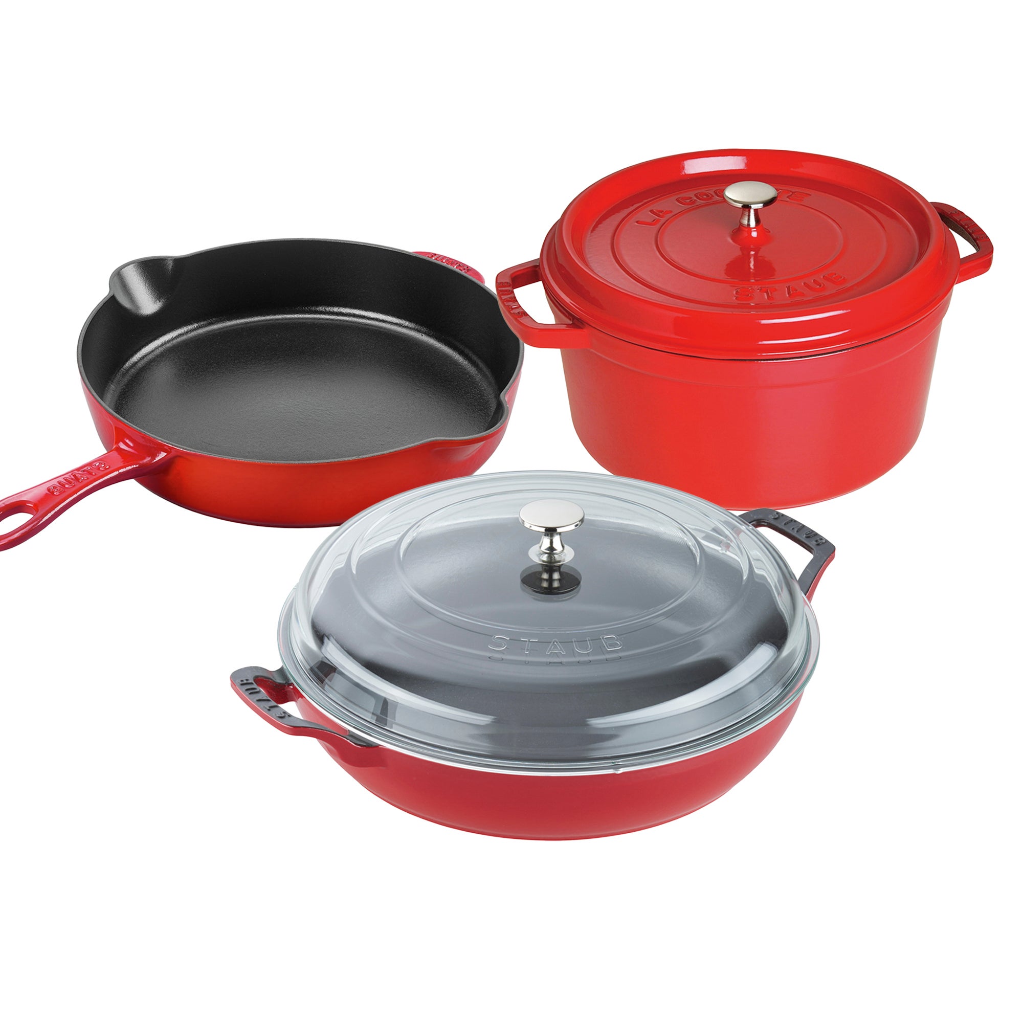 5pc Cast Iron Cookware Set Cherry