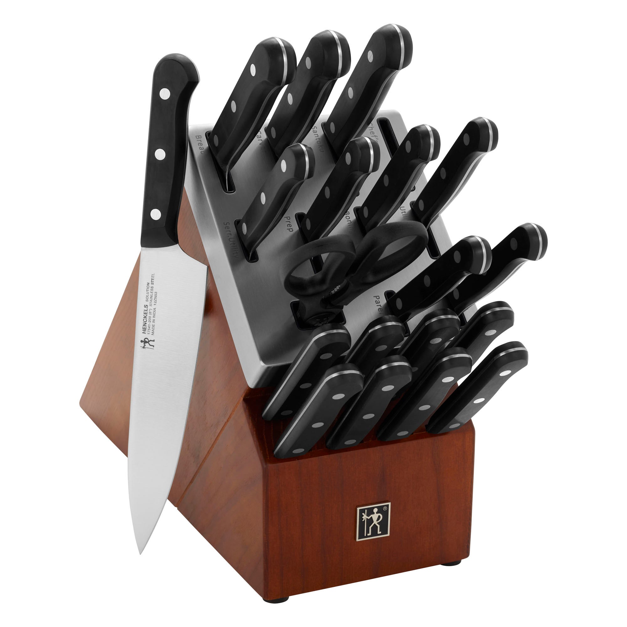 Solution 20pc Self-Sharpening Knife Block Set Brown