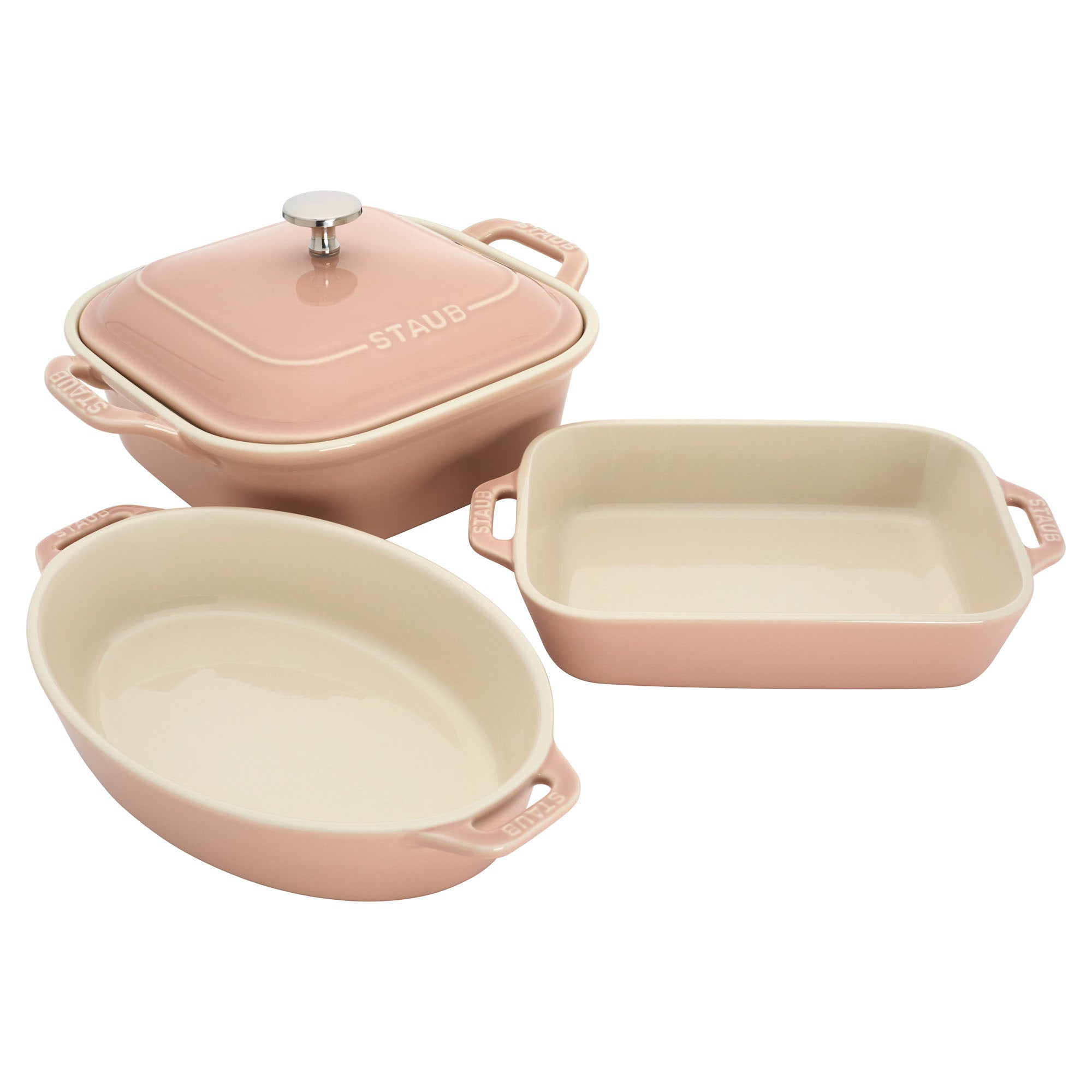 4pc Mixed Baking Dish Set Light Pink