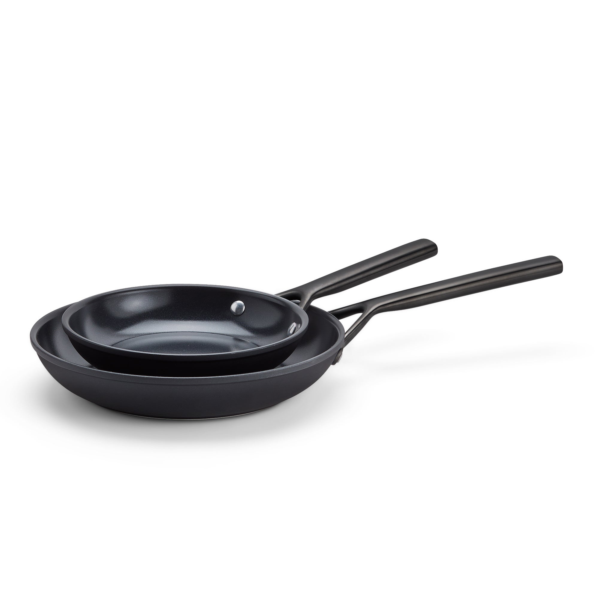 Milano 2pc Aluminum Ceramic Fry Pan Set Matte Black