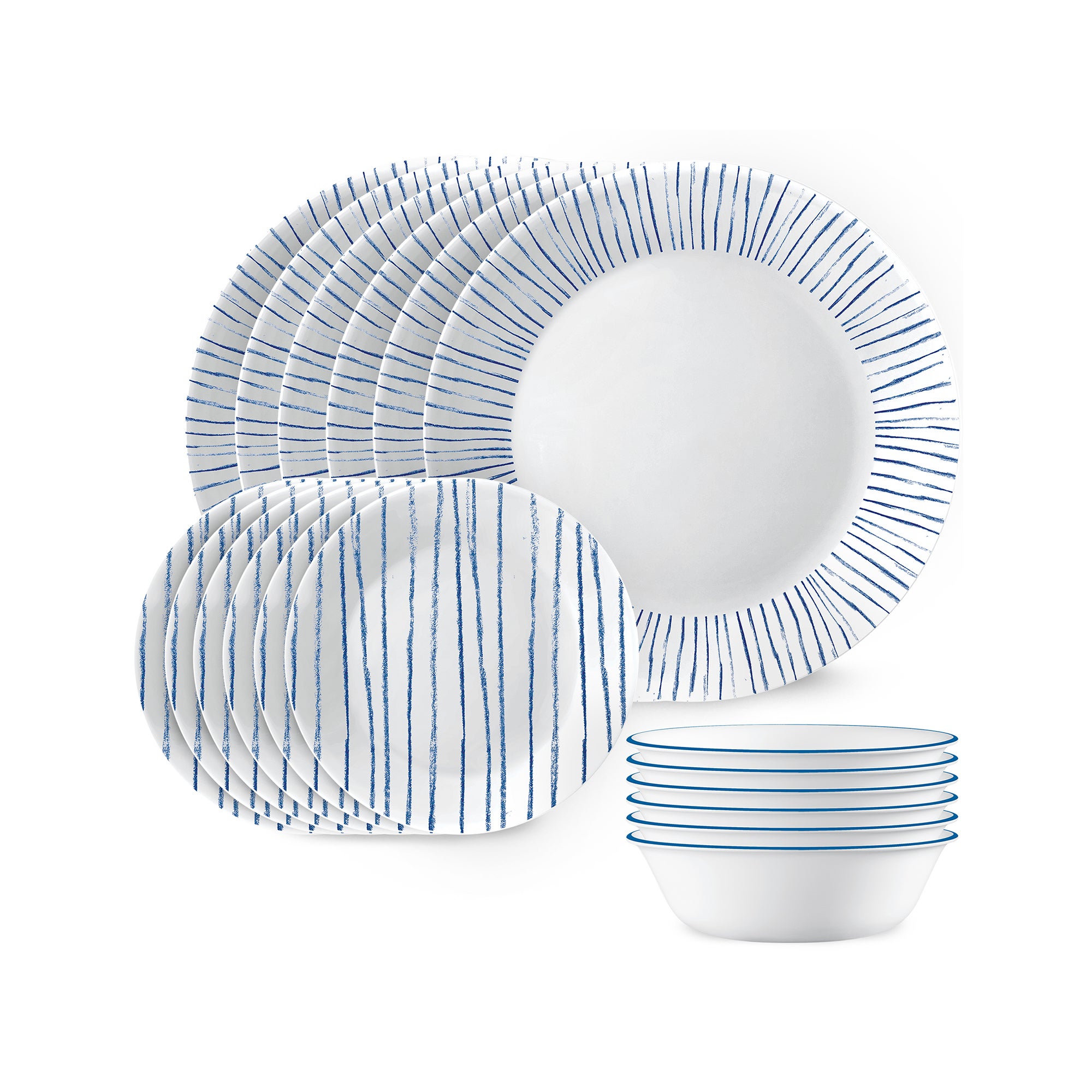Botanical Stripes Classic Pattern 18pc Dinnerware Set