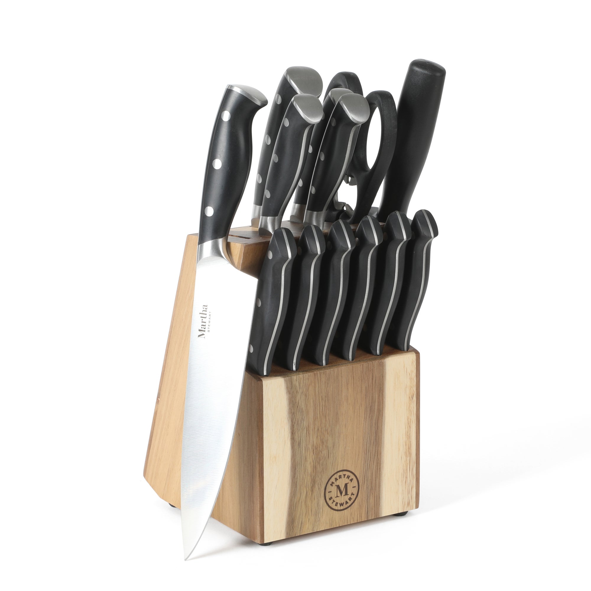 Greeley 14pc Forged Handle Acacia Knife Block Set Black