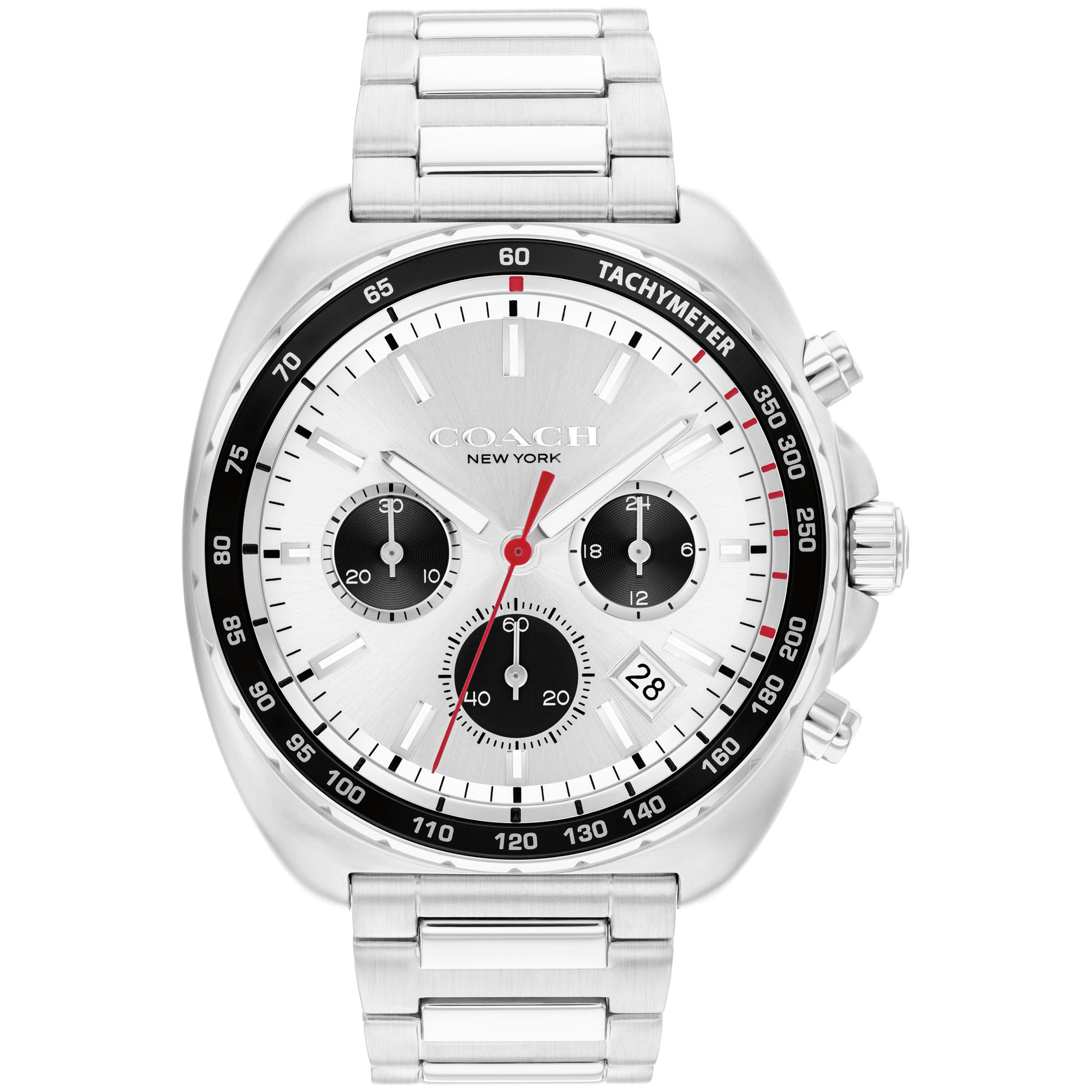 Men's Charter Chronograph Silver-Tone Stainless Steel Watch, Silver Dial