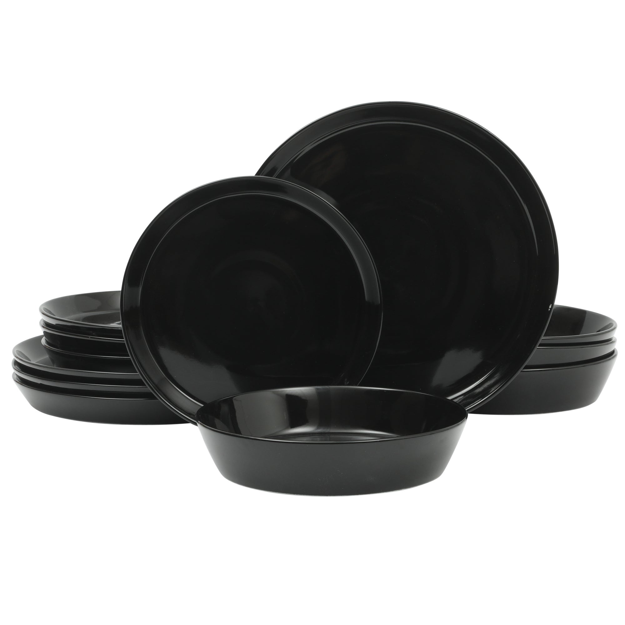 Faretta 12pc Dinnerware Set Black