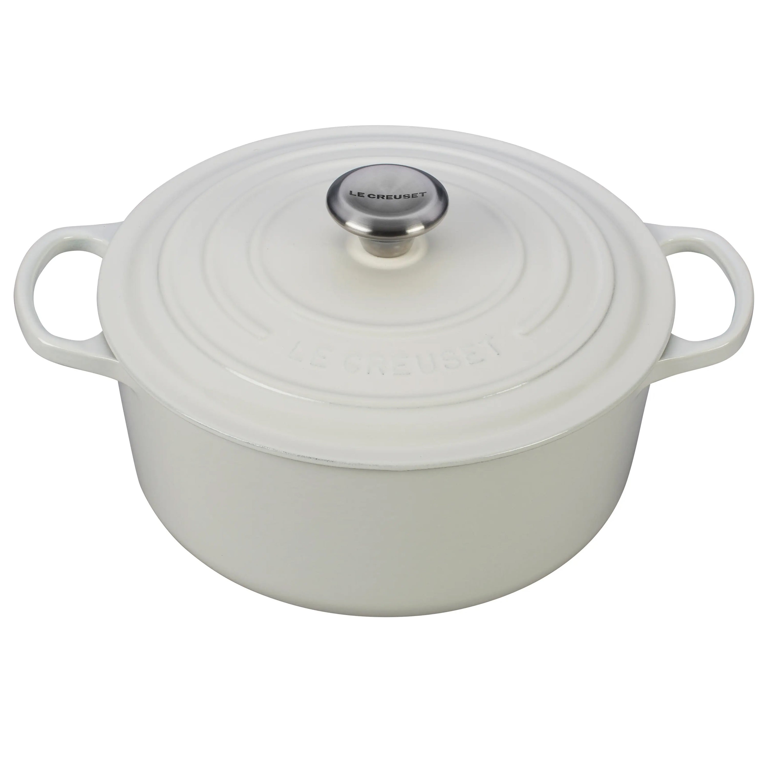 5.5qt Signature Cast Iron Round Dutch Oven White
