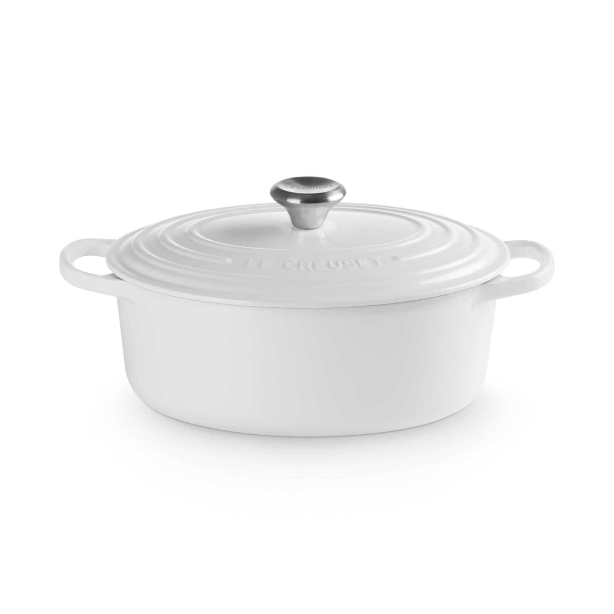 2.75qt Signature Cast Iron Oval Dutch Oven White
