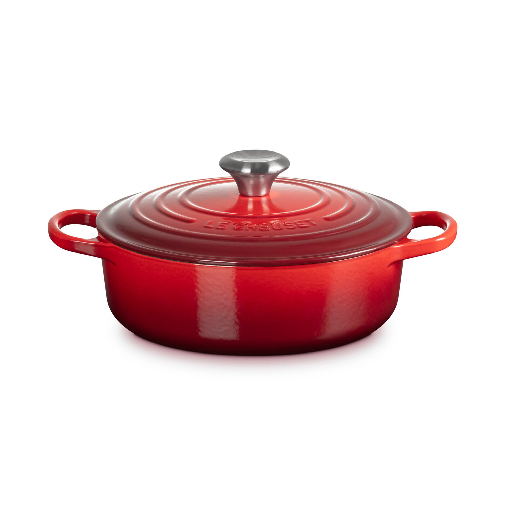 3.5qt Signature Cast Iron Round Wide Dutch Oven Cerise