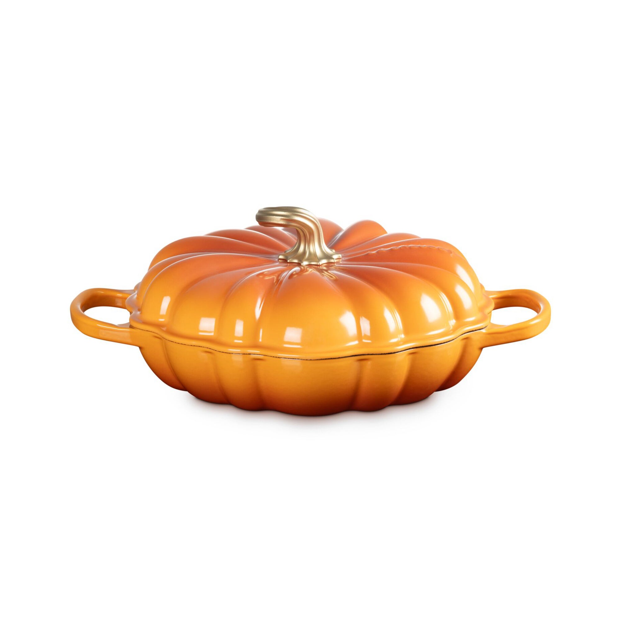 2.75qt Signature Cast Iron Pumpkin Braiser w/ Gold Stem Lid Persimmon