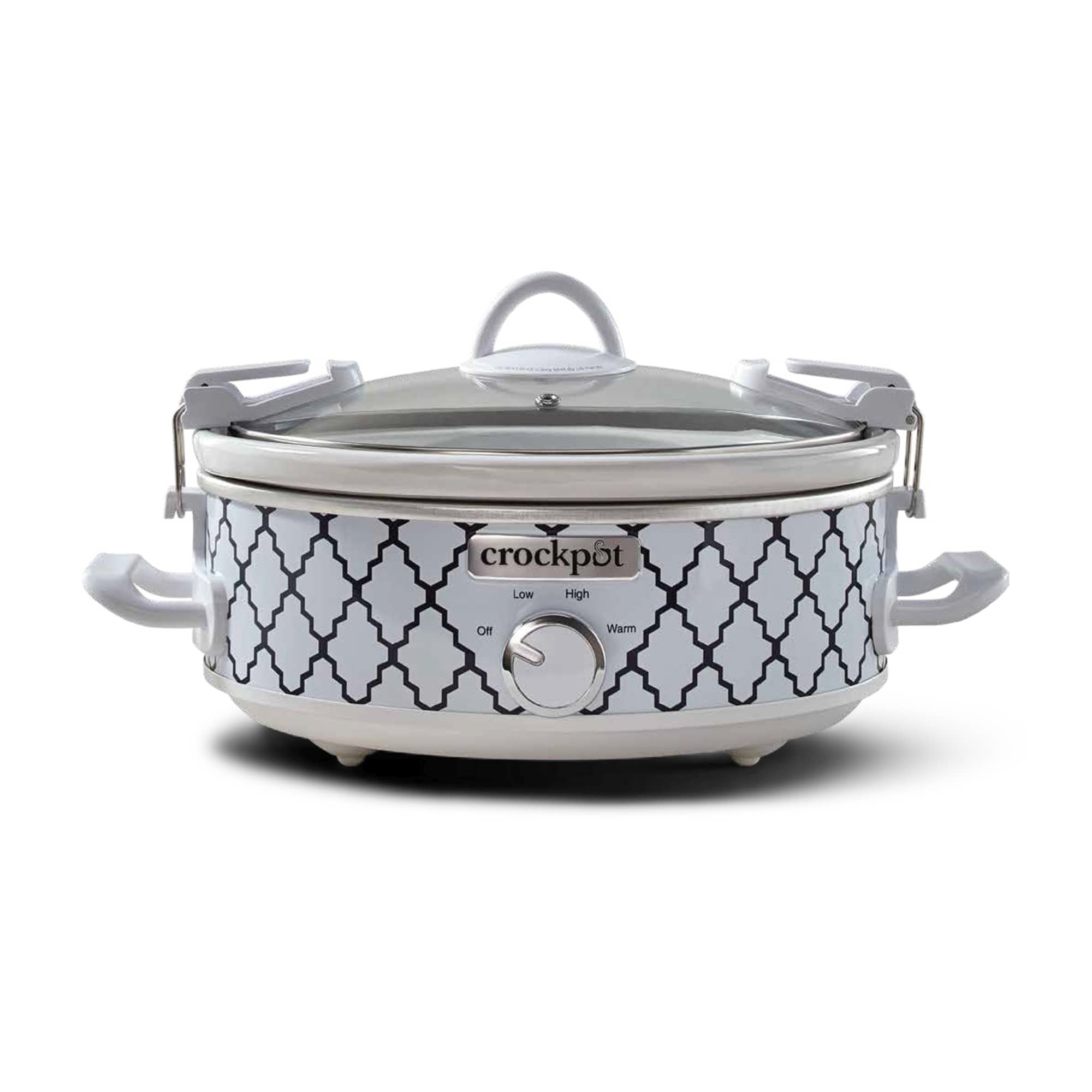 Manual 2.5qt Casserole Crock Slow Cooker, Blue & White