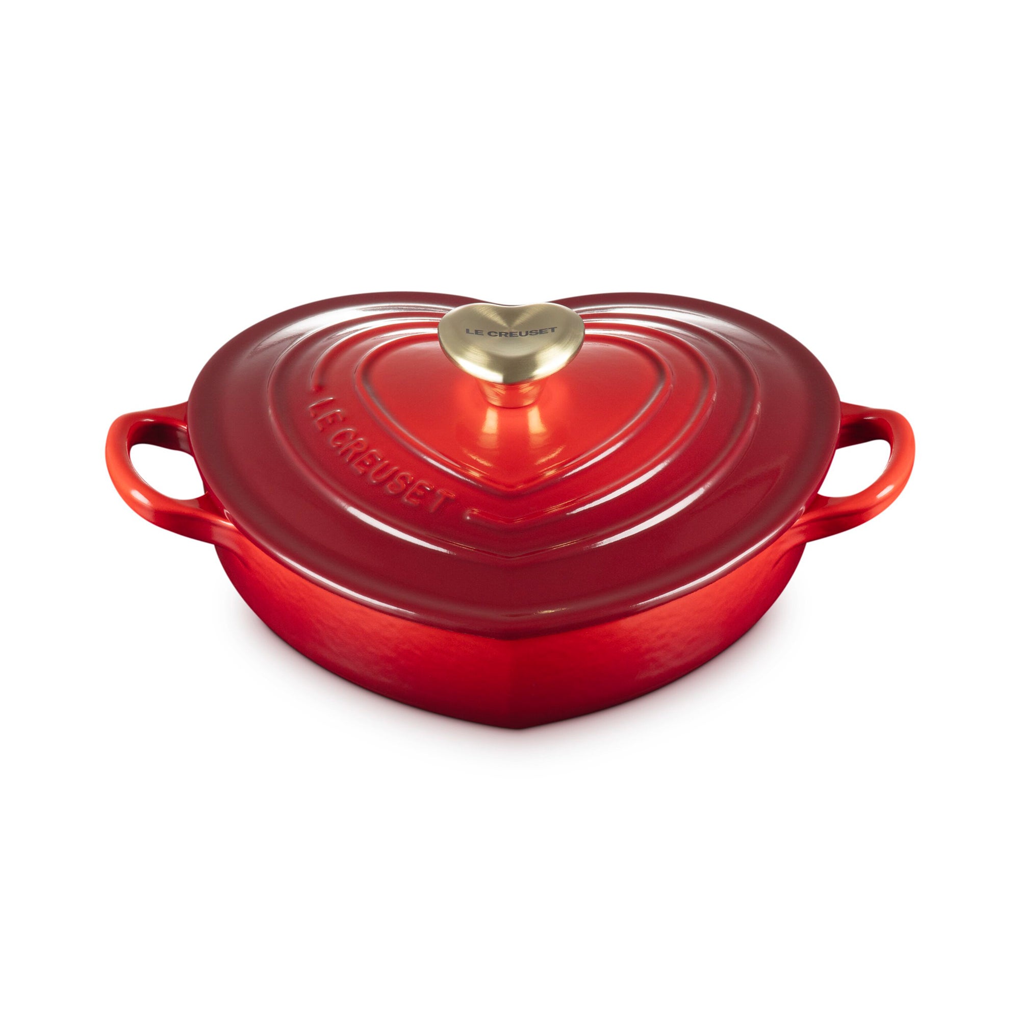 Shallow Heart  Cast Iron Cocotte w/ Heart Knob Cerise