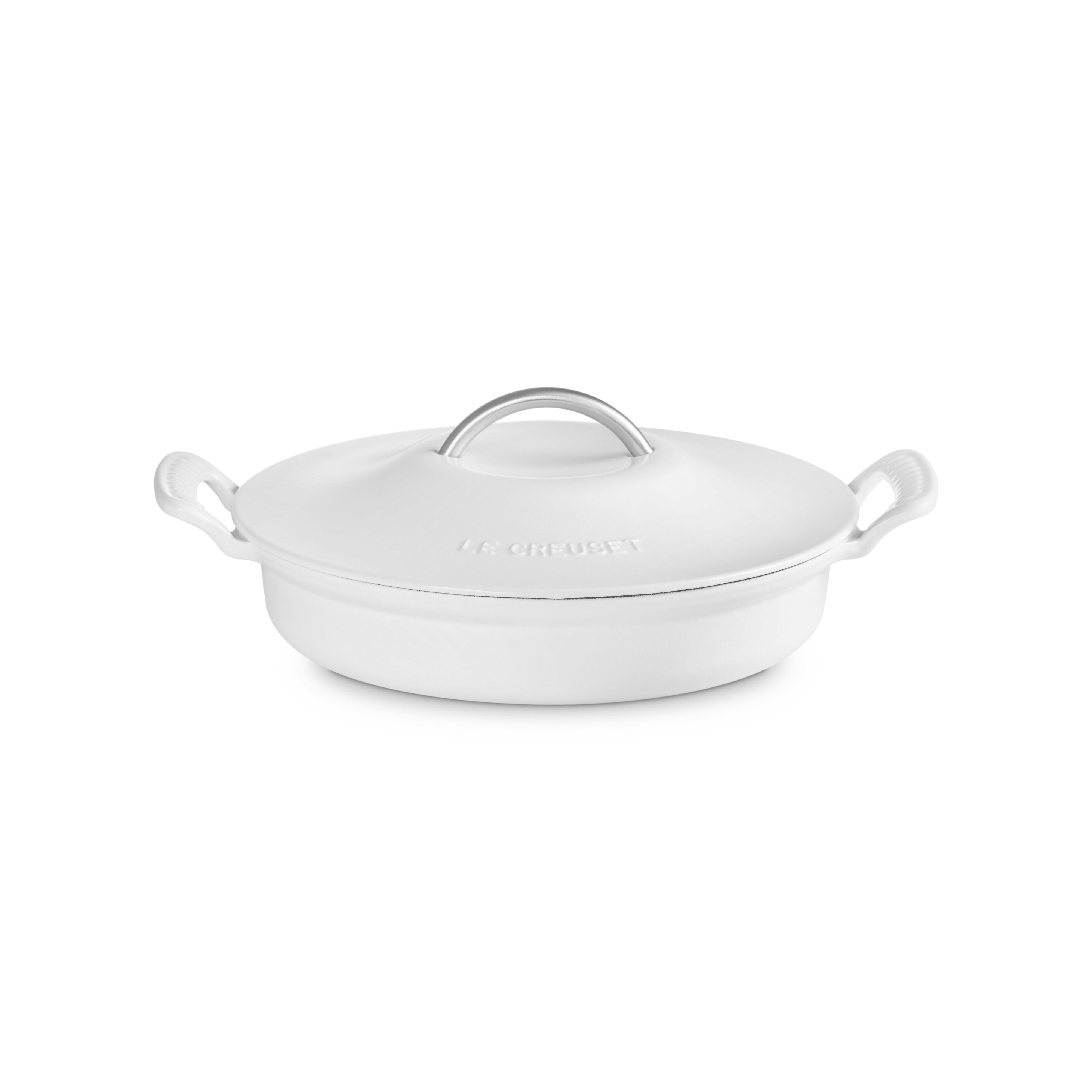 3.25qt Modern Heritage Cast Iron Round Braiser Matte White