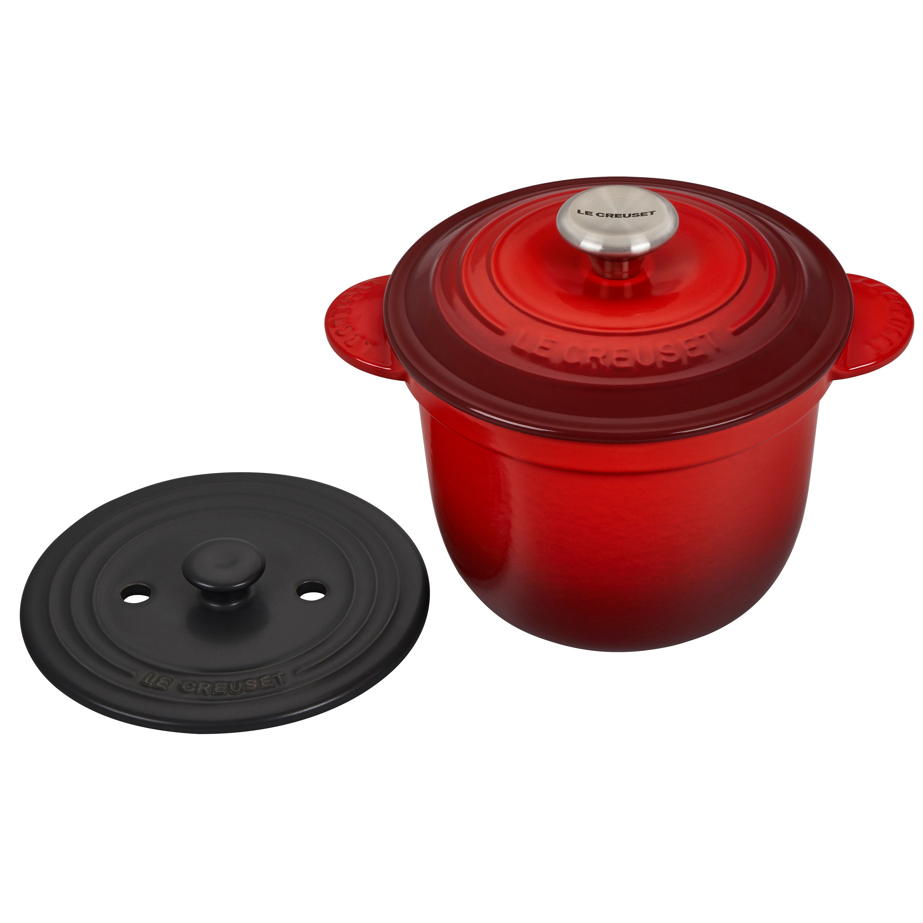 2.25qt Cast Iron Rice Pot w/ SS Knob Cerise
