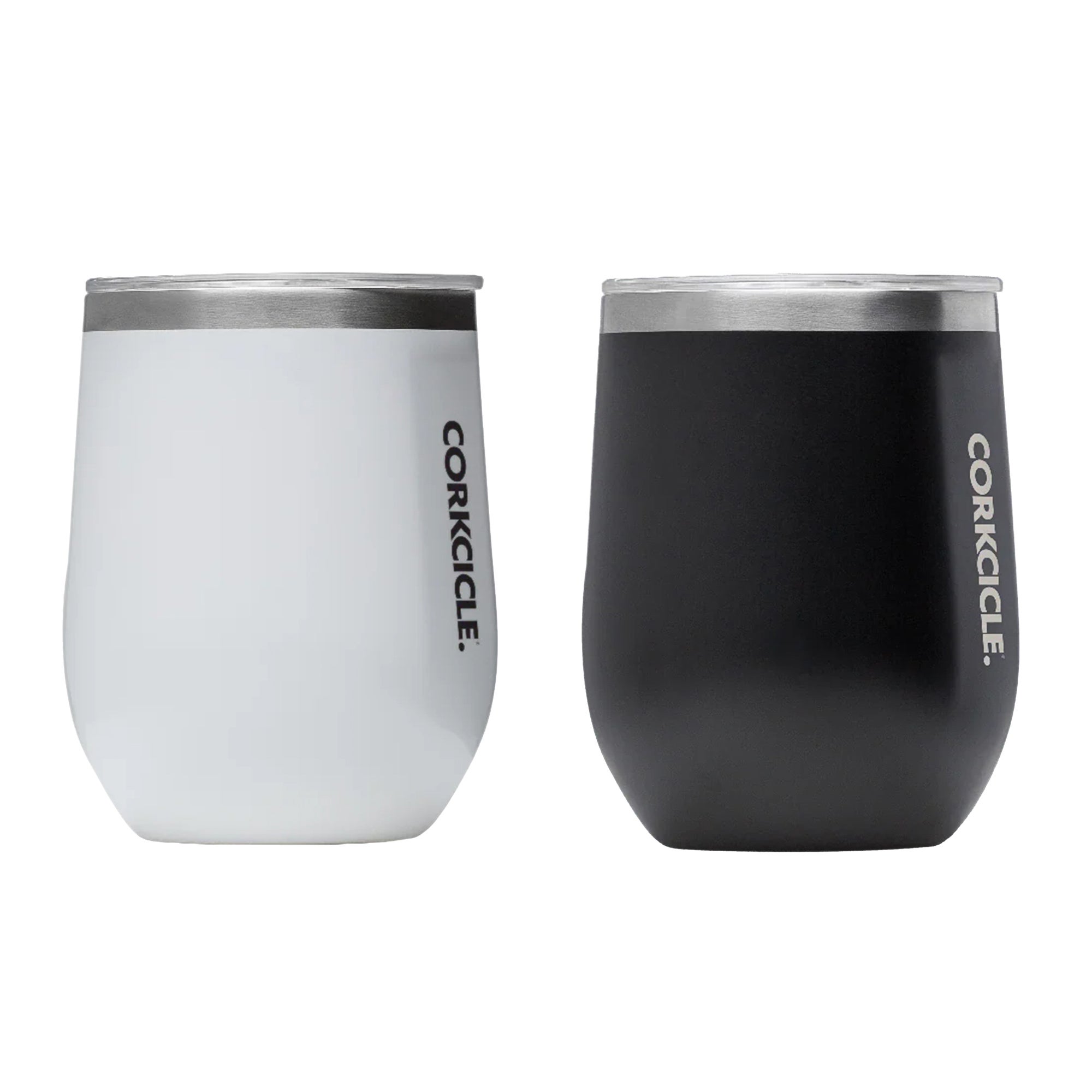 Classic Stemless Wine Tumbler Duo Matte Black & Gloss White