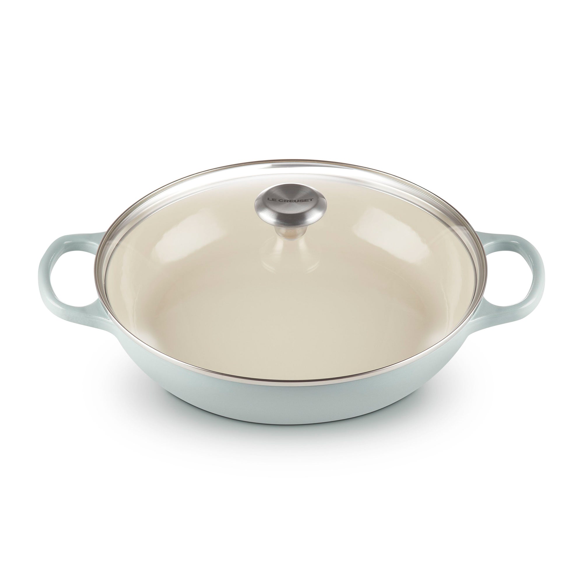 3.5qt Signature Cast Iron Braiser w/ Glass Lid Sea Salt