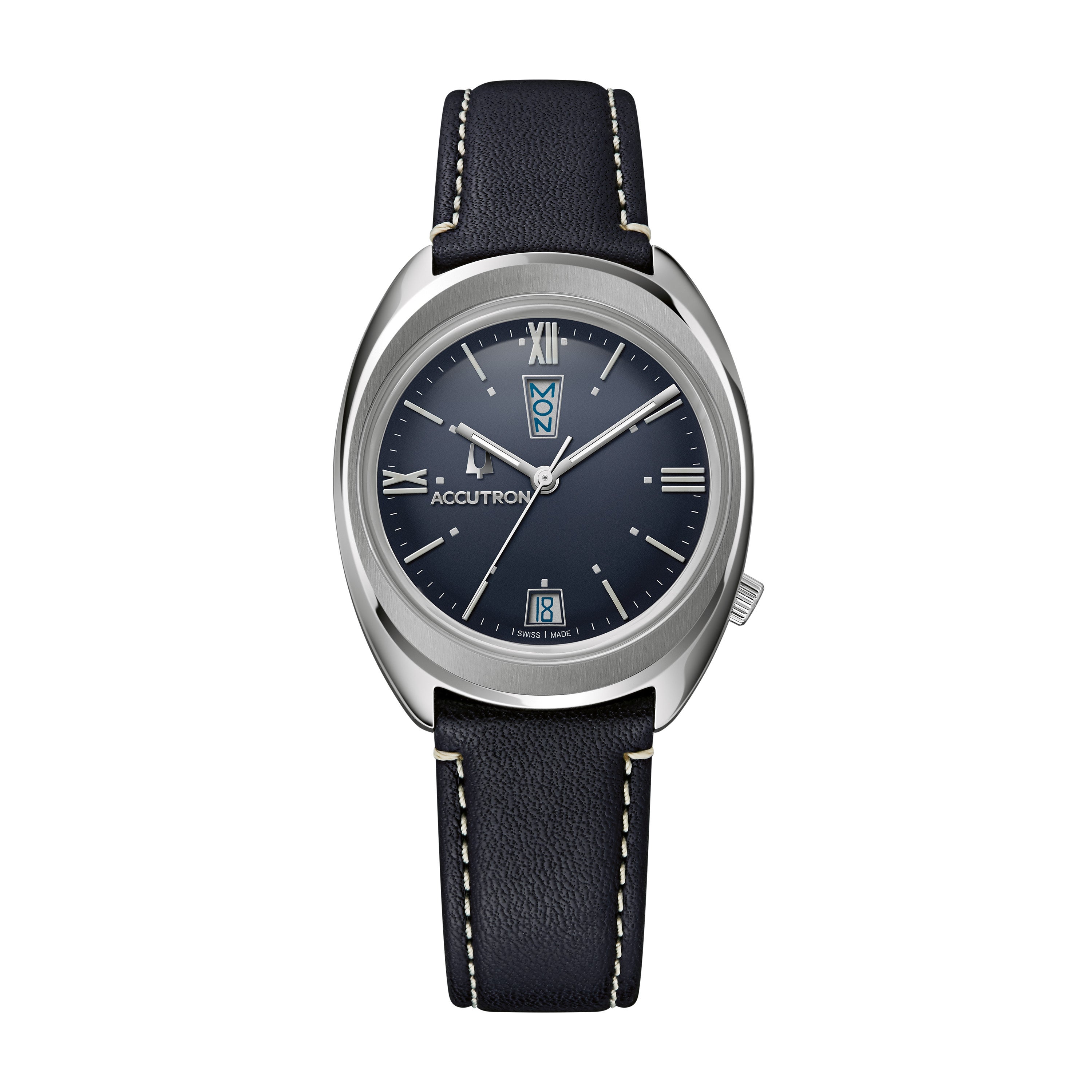 Unisex Legacy Automatic Silver & Dark Blue Leather Watch Dark Blue Dial