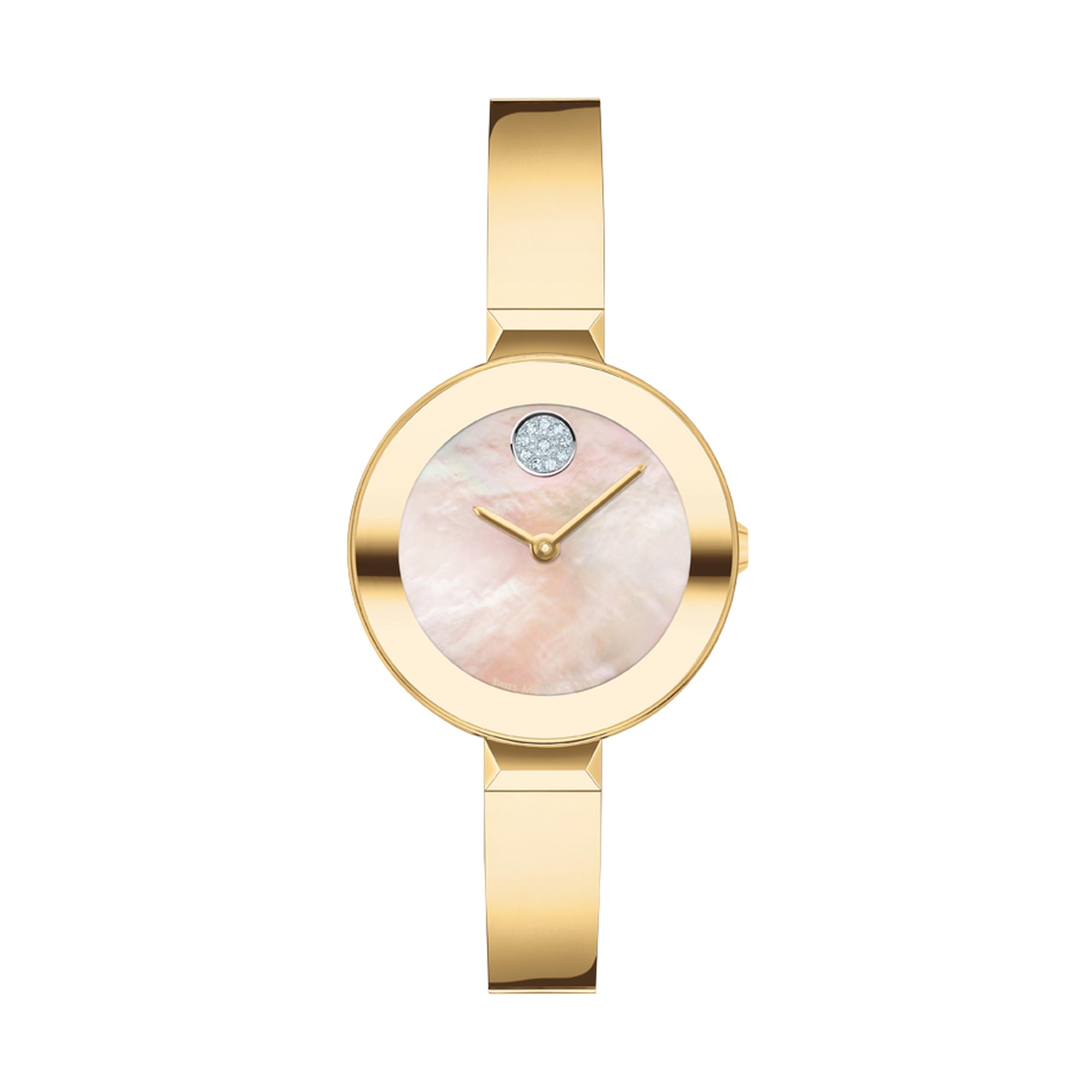 Ladies BOLD Gold-Tone Stainless Steel Bangle Bracelet Yellow MOP Dial