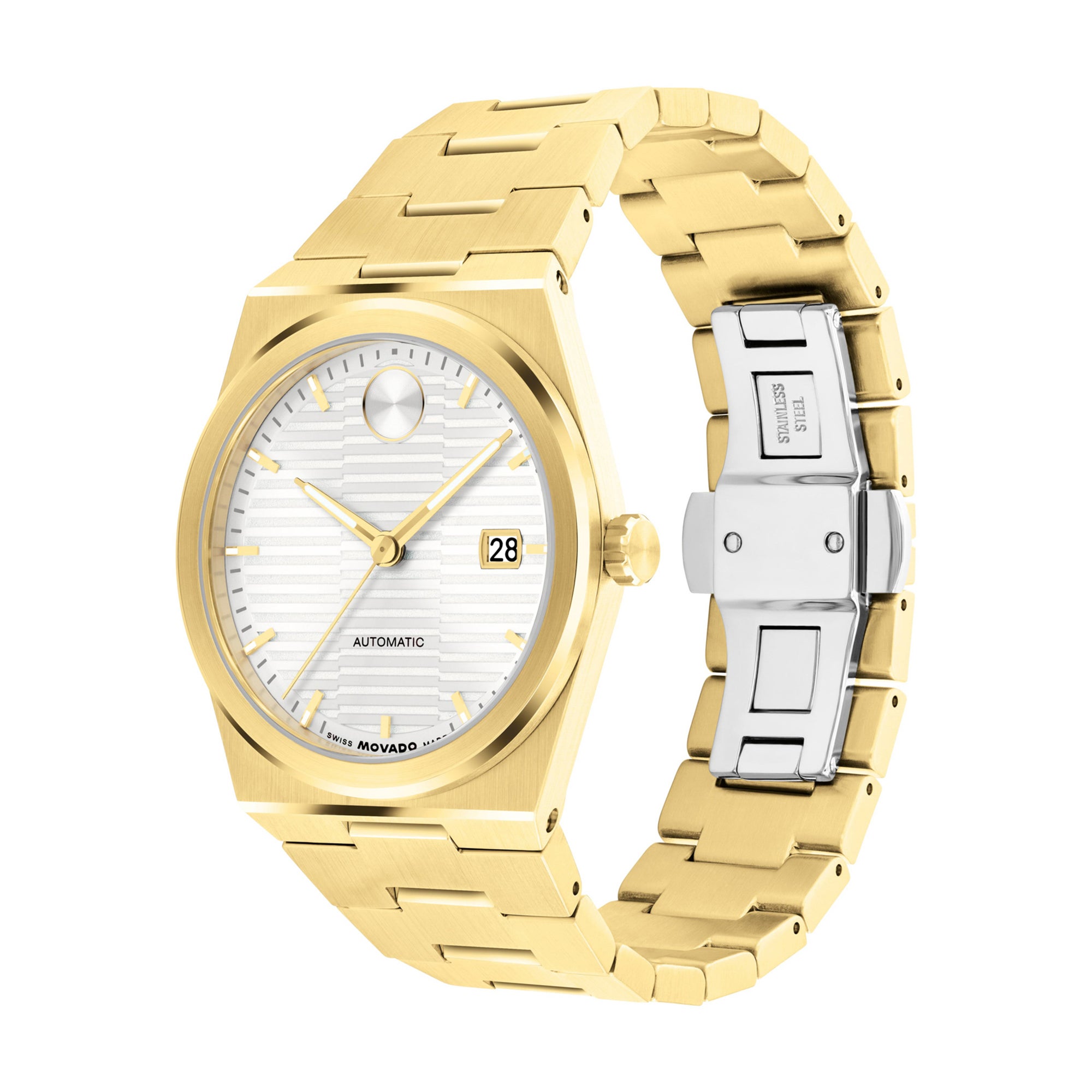Unisex BOLD Quest Automatic Gold-Tone Stainless Steel Watch White Dial