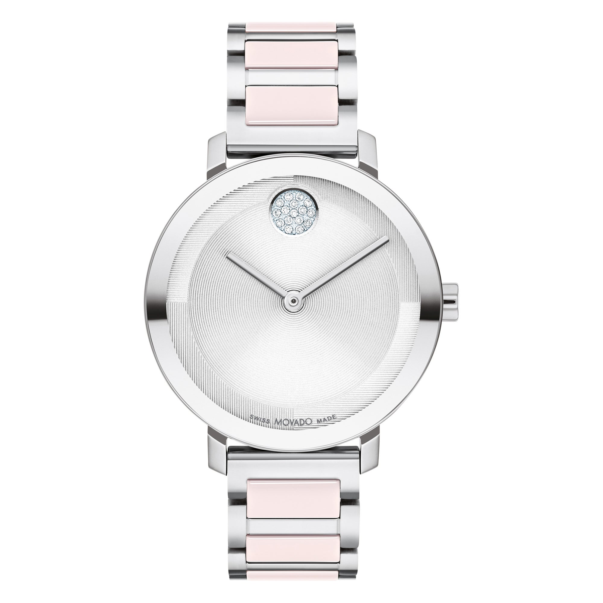 Ladies Bold Evolution Blush Ceramic & Silver-Tone SS Watch Silver Dial