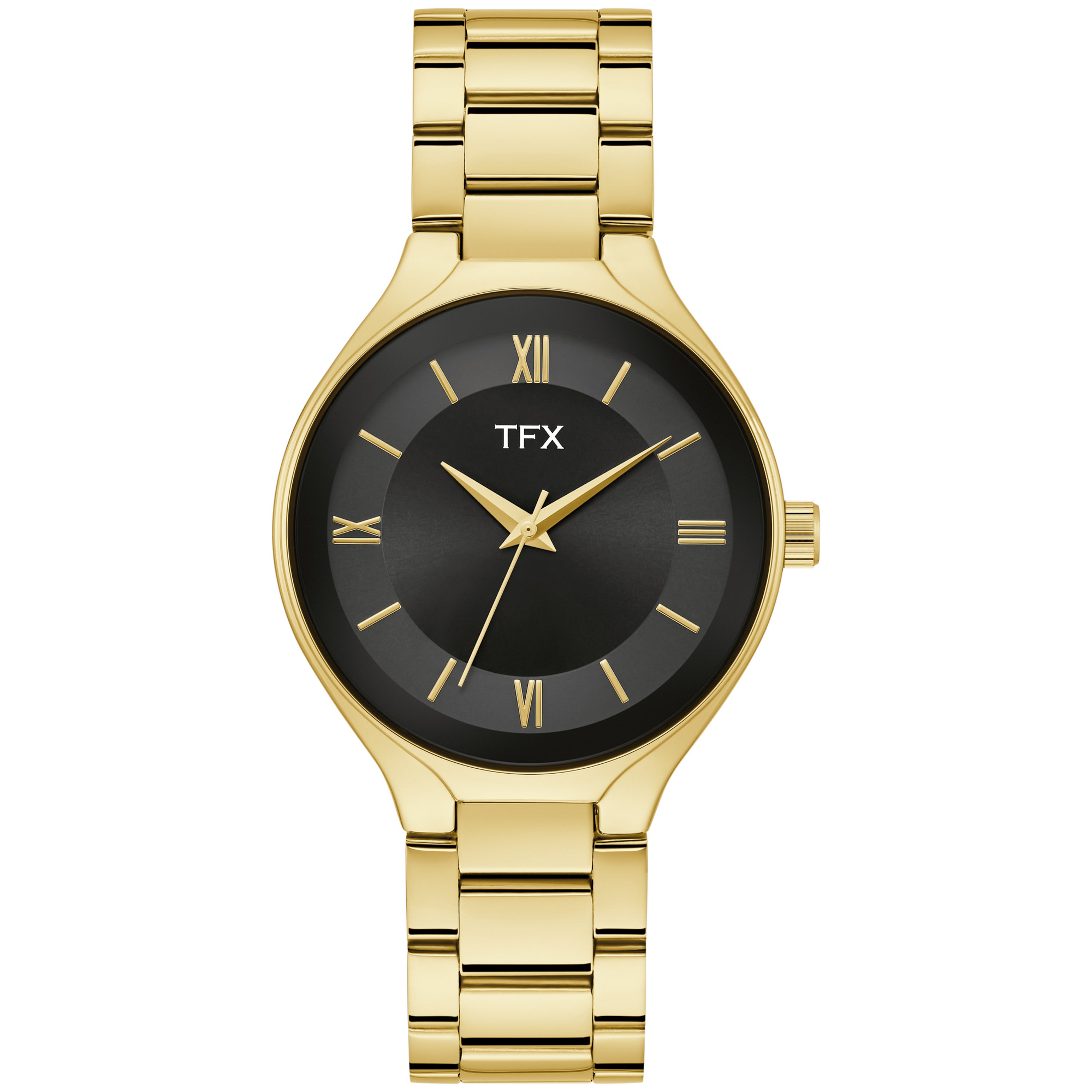 Men's TFX Gold-Tone Stainless Steel Watch, Black Dial
