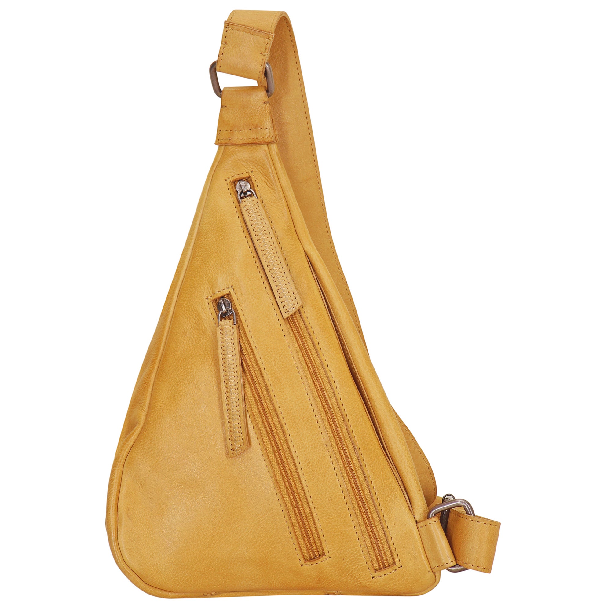 Leather Hippie Sling Bag - Small Camel