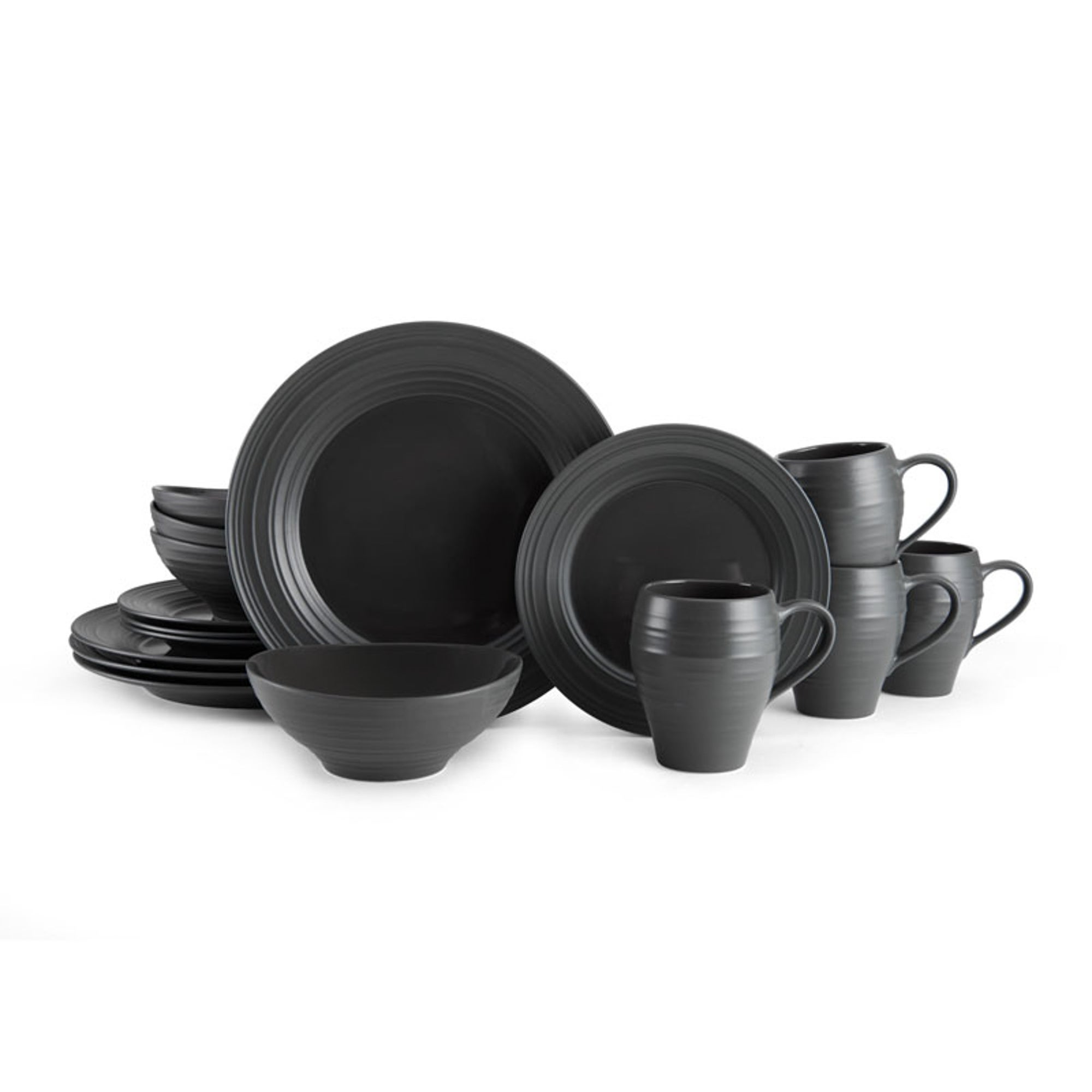 Swirl Graphite 16pc Dinnerware Set