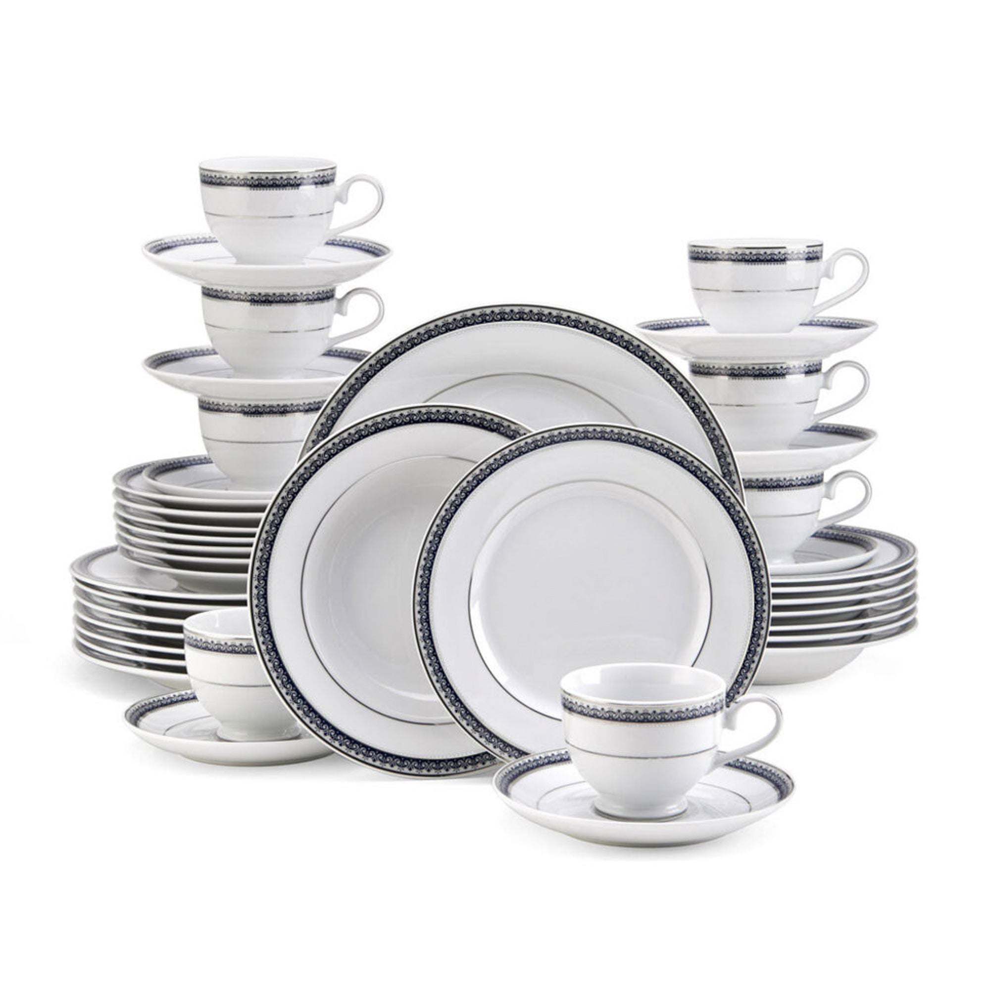 Platinum Crown Cobalt 40pc Porcelain Dinnerware Set