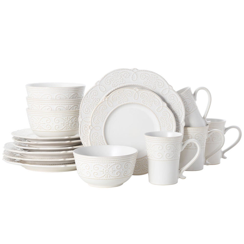 Abby White 16pc Stoneware Dinnerware Set