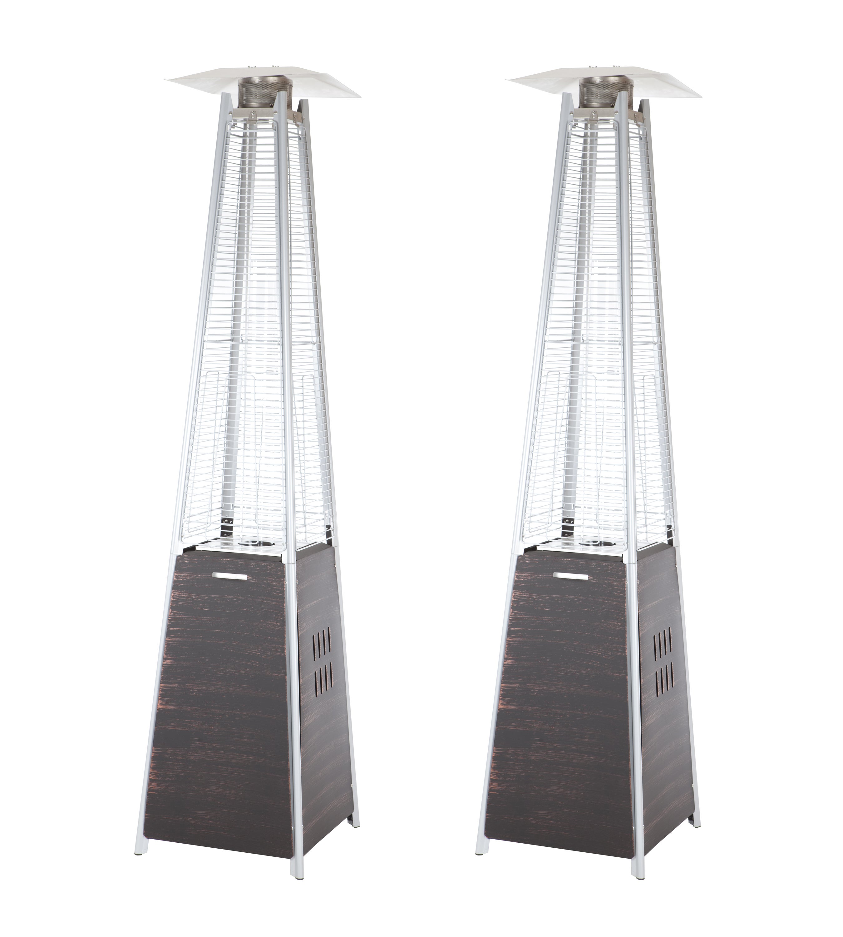 2 Coronado Brushed Bronze Pyramid Flame Patio Heaters