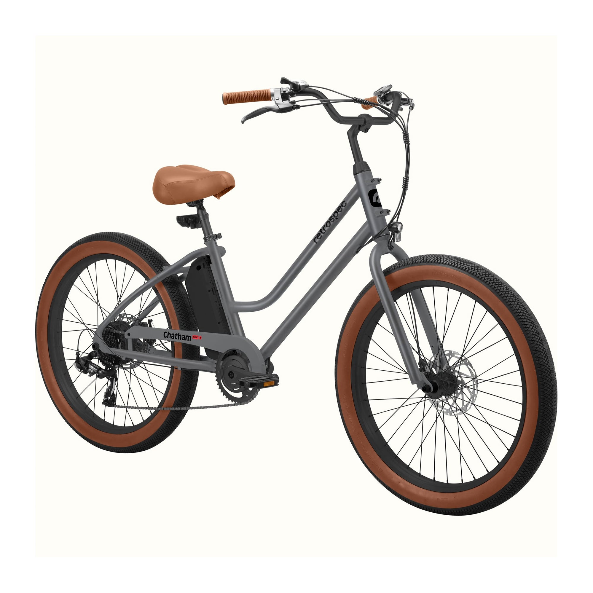 Chatham Rev 3 ST Electric Beach Cruiser Bike - 16" Frame Matte Graphite