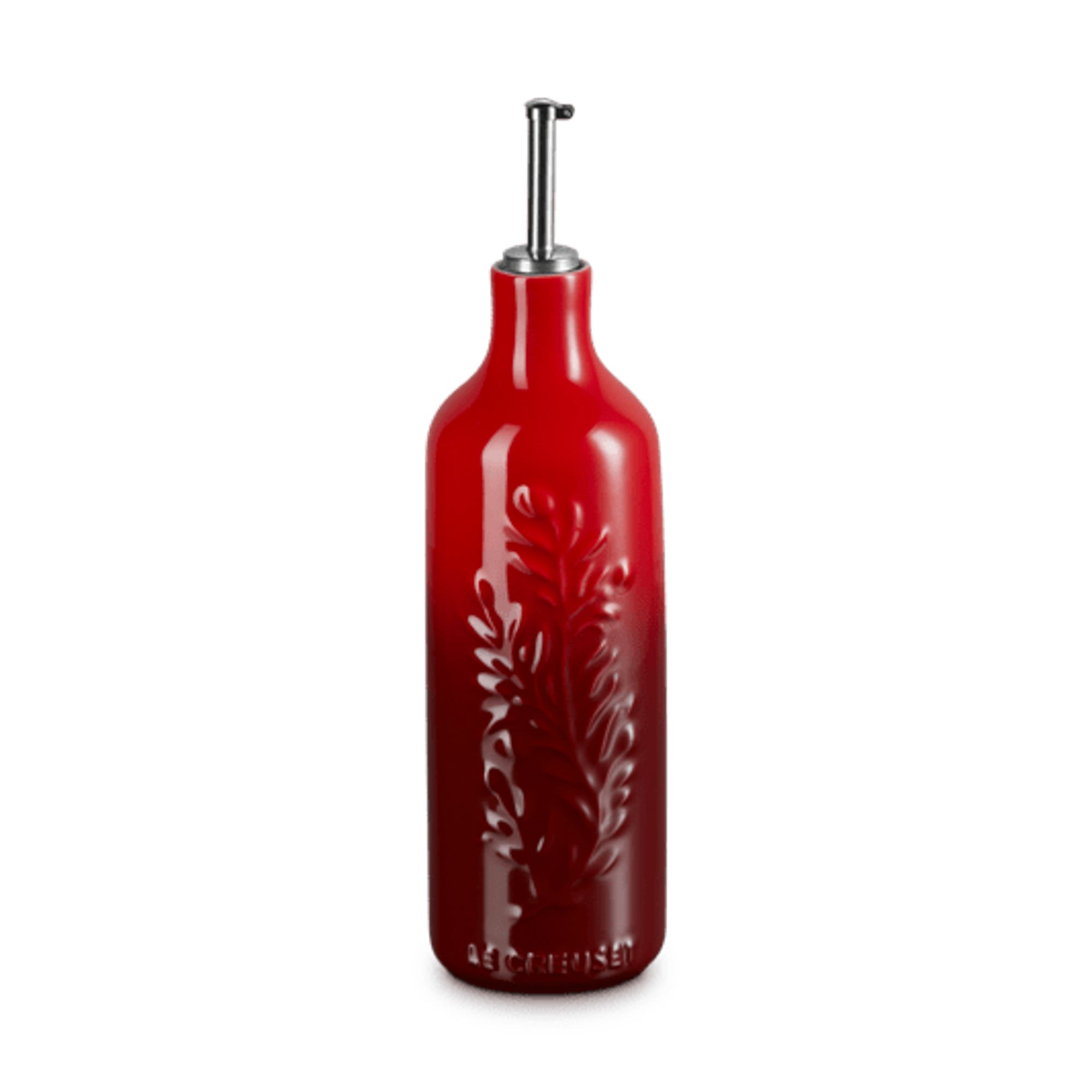 20oz Stoneware Olive Branch Oil Cruet Cerise