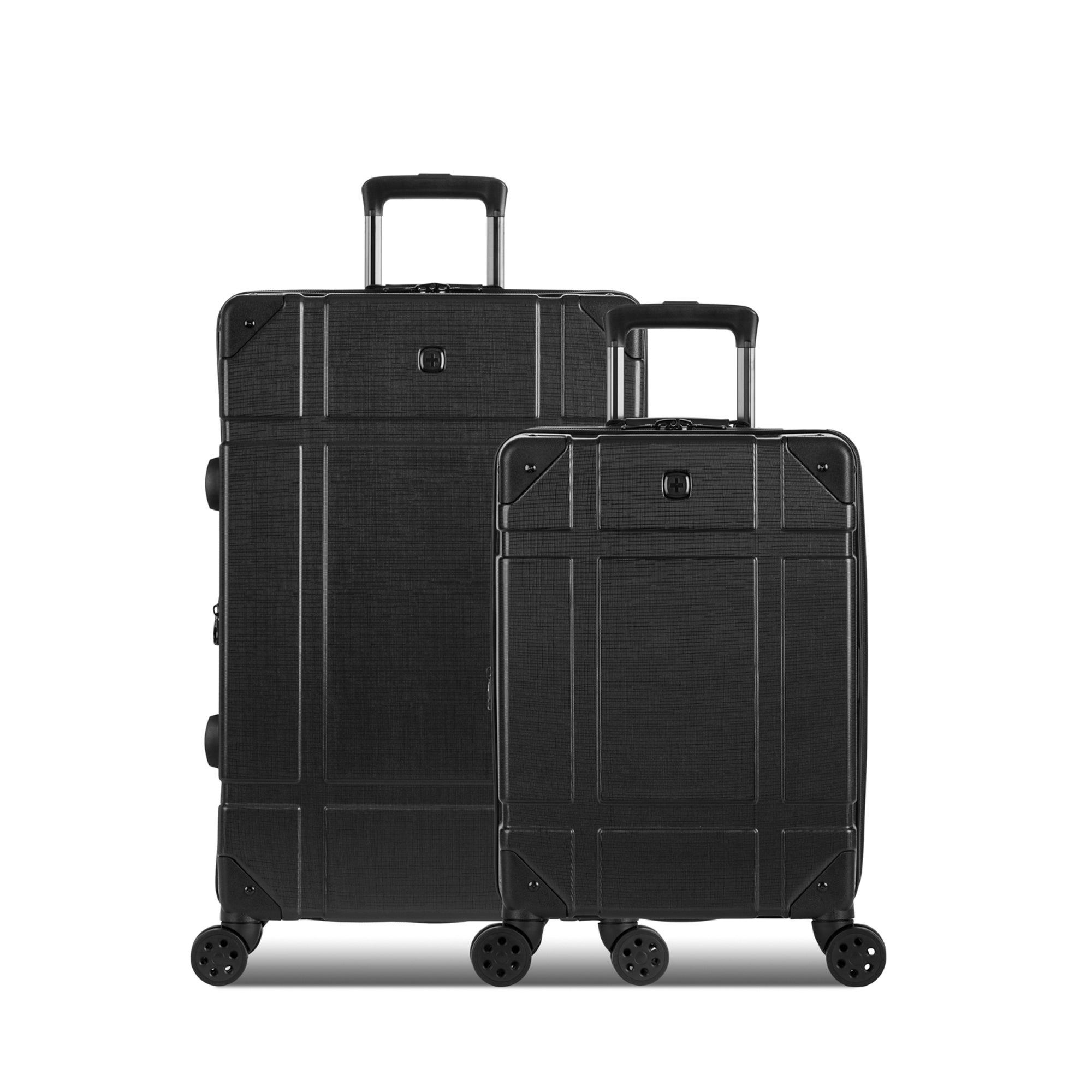 7639 Expandable 2pc Trunk Hardside Spinner Set, Black