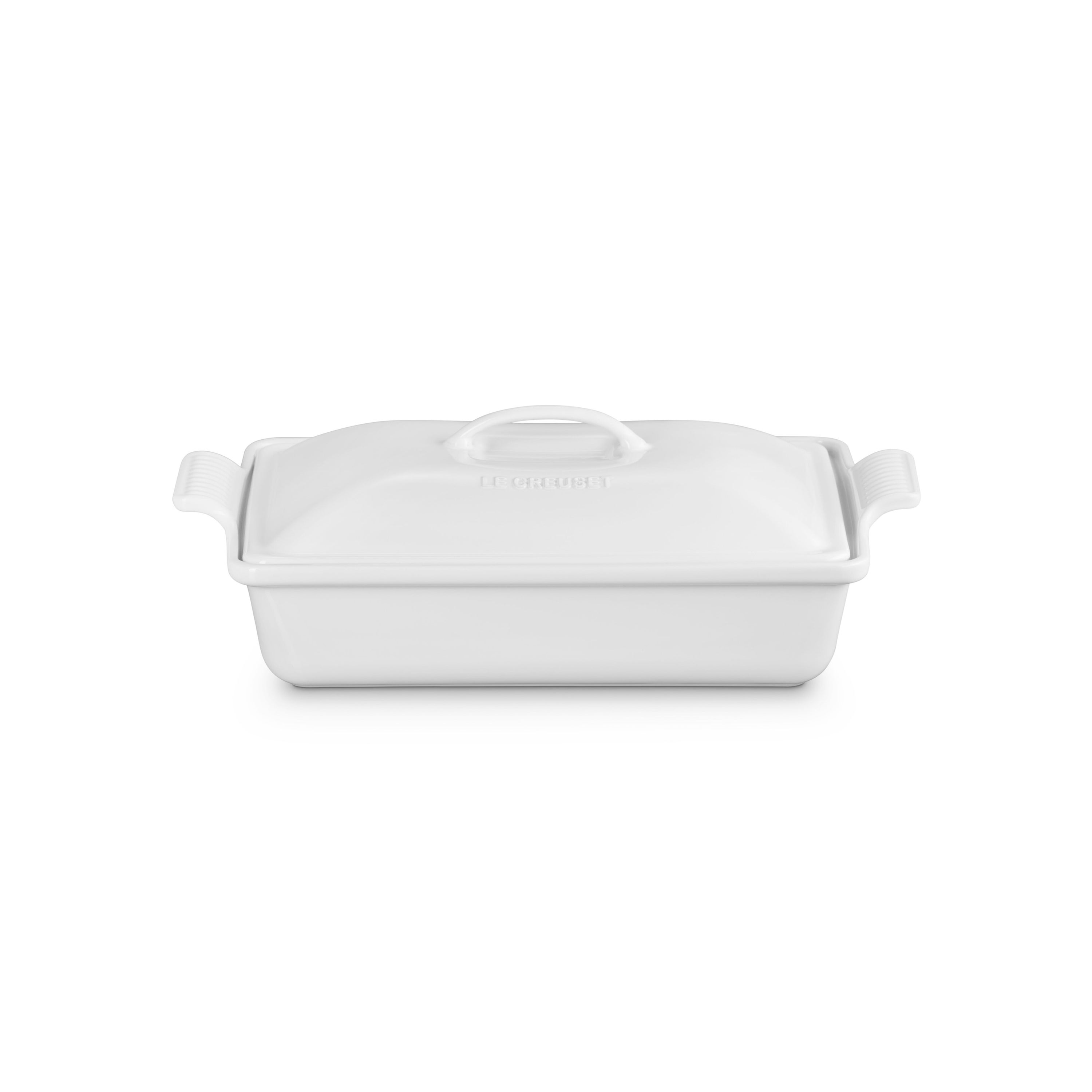 4qt Heritage Stoneware Covered Rectangular Casserole White
