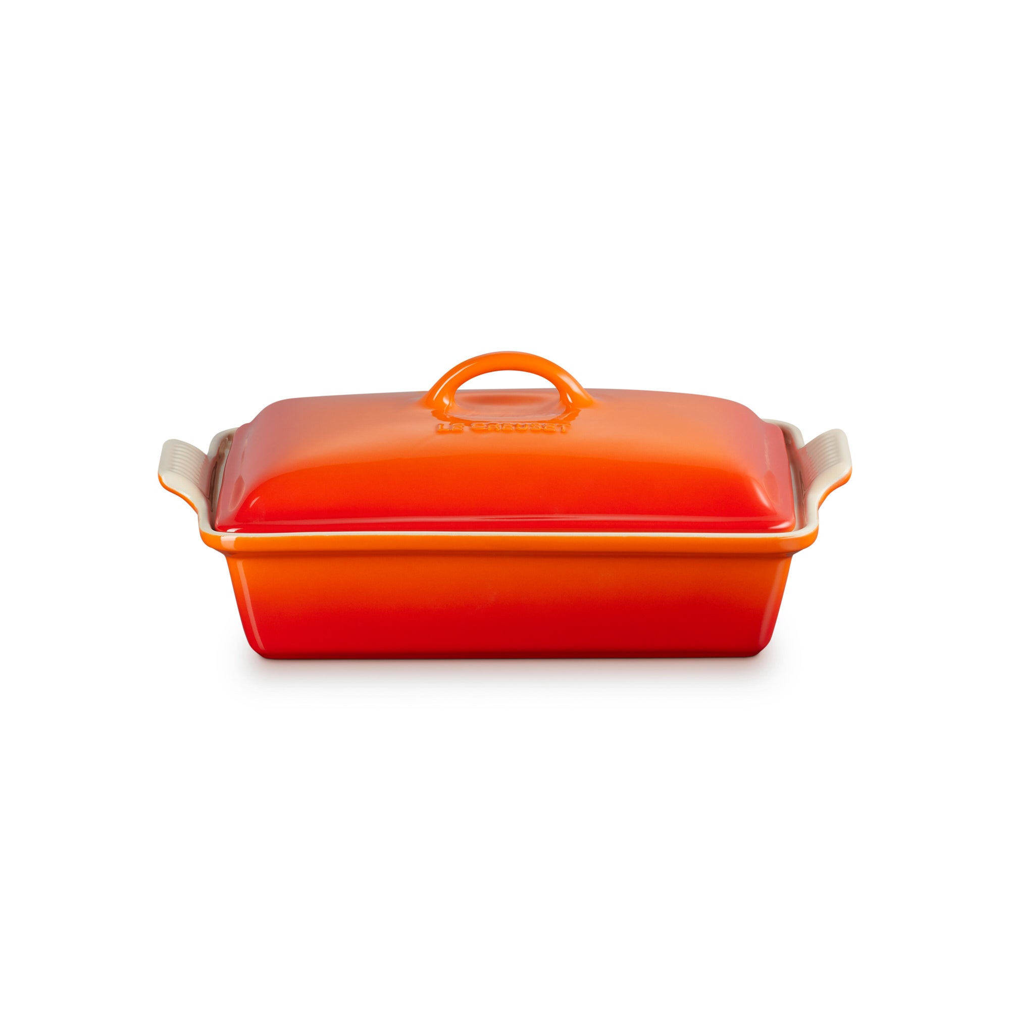4qt Heritage Stoneware Covered Rectangular Casserole Flame