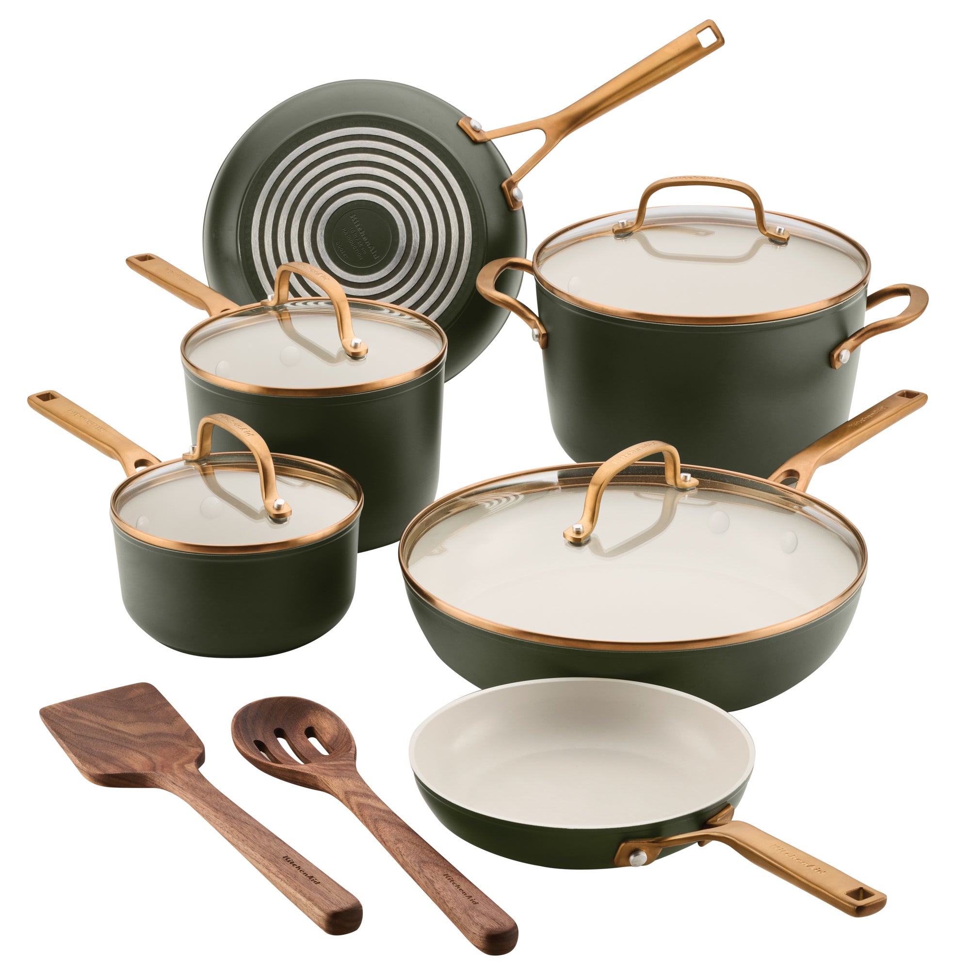 Design Series 12pc Hard-Anodized Ceramic Induction Cookware Set Evergreen
