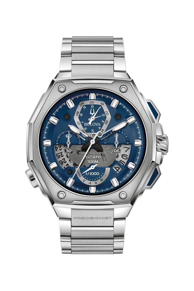 Men's Series X Precisionist Chronograph Silver-Tone SS Watch, Blue Dial