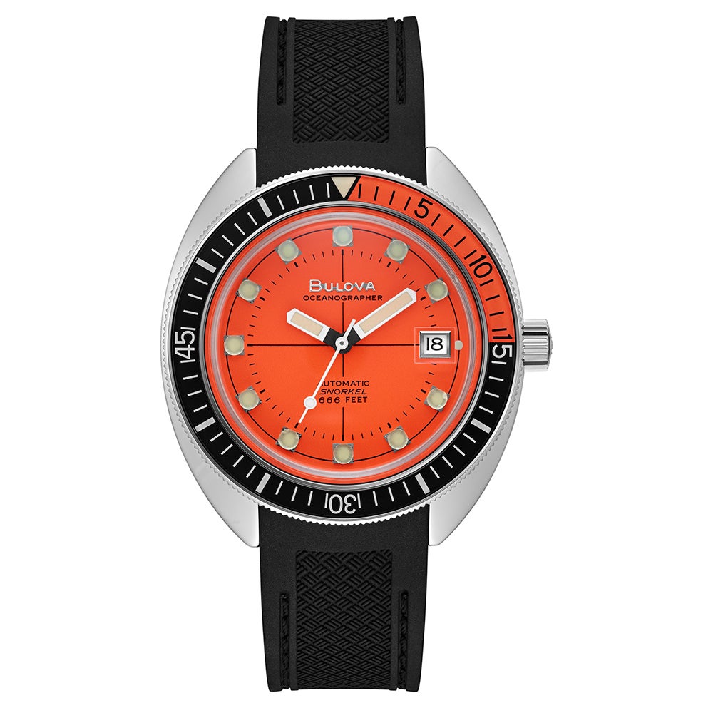 Mens Devil Diver Orange & Black Strap Watch Orange Dial