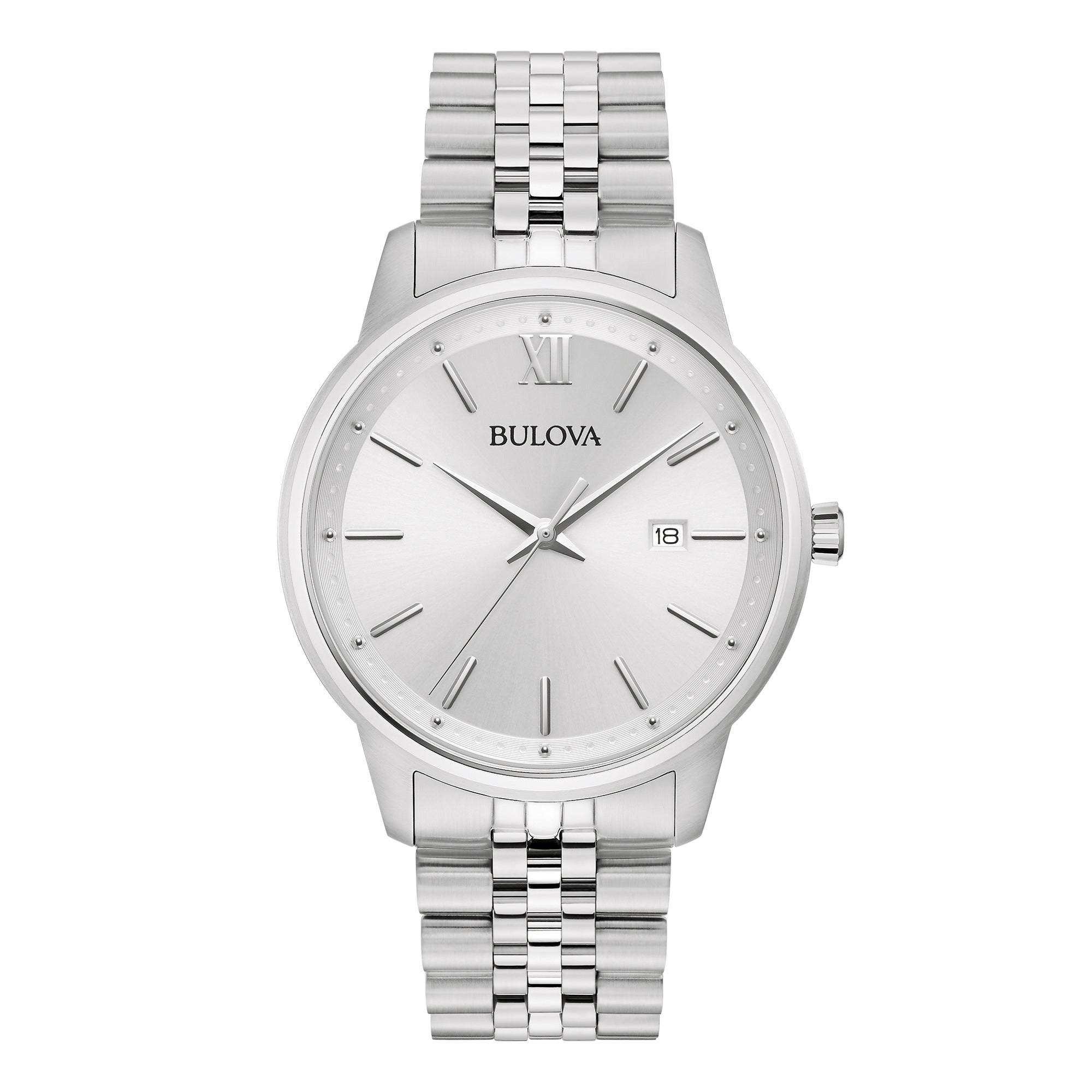 Mens Corporate Exclusive Silver-Tone Stainless Steel Watch Silver Dial