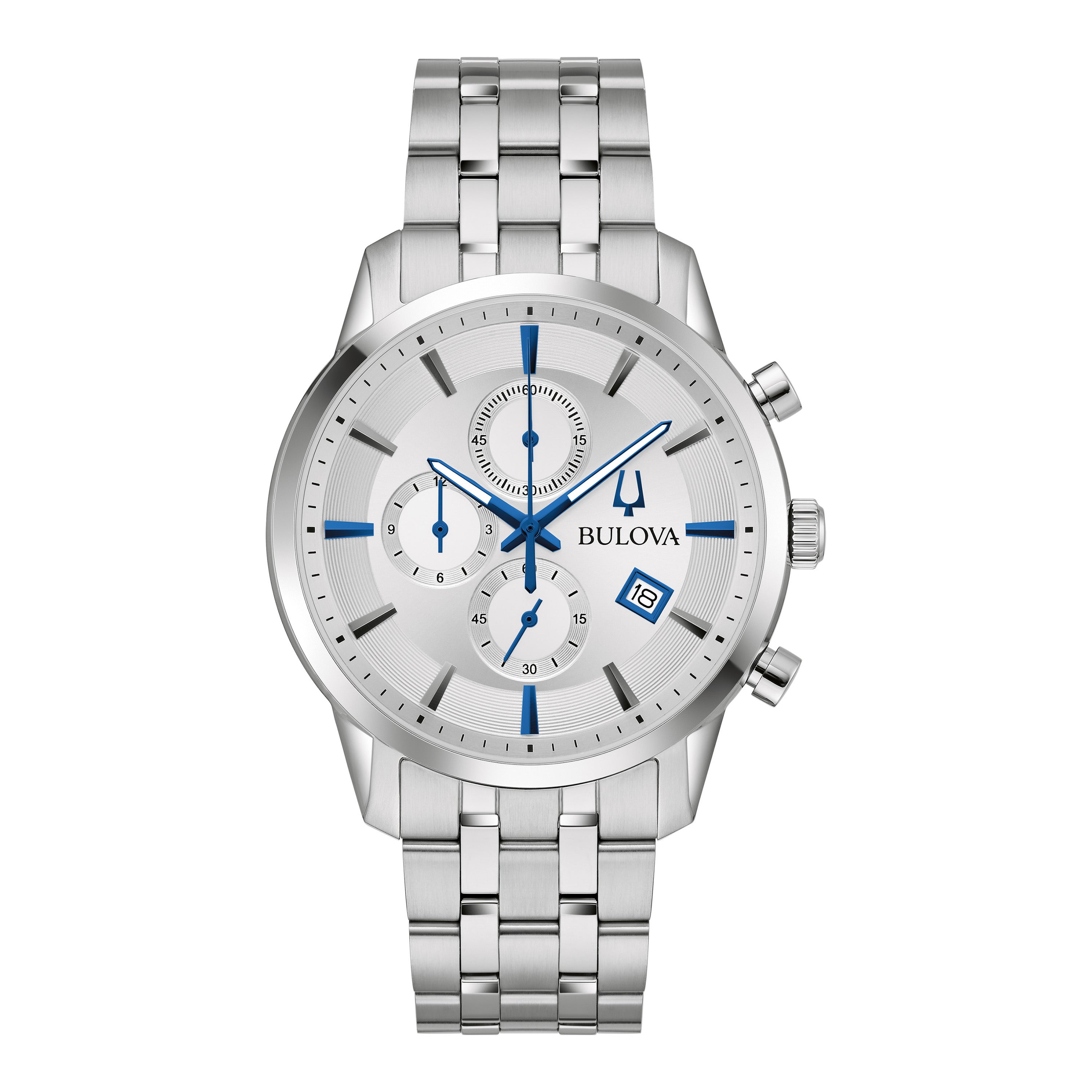 Men's Sutton Chronograph Silver-Tone Stainless Steel Watch, Silver Dial