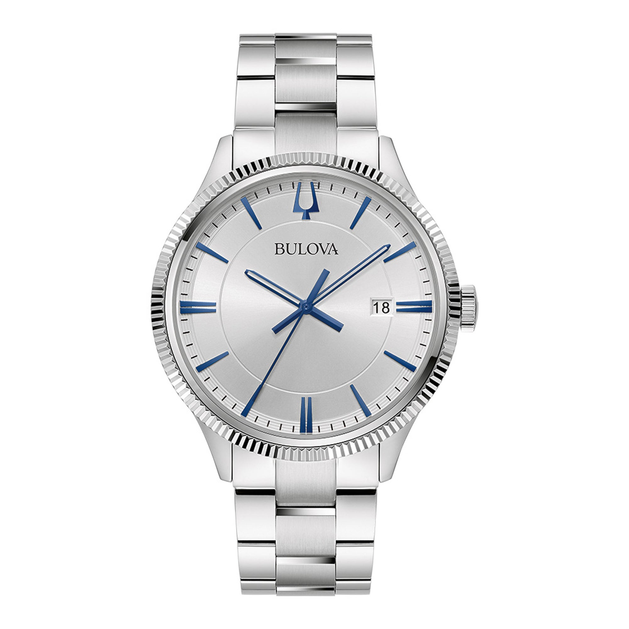 Men's Classic Collection Silver-Tone Stainless Steel Bracelet Watch, Silver Dial