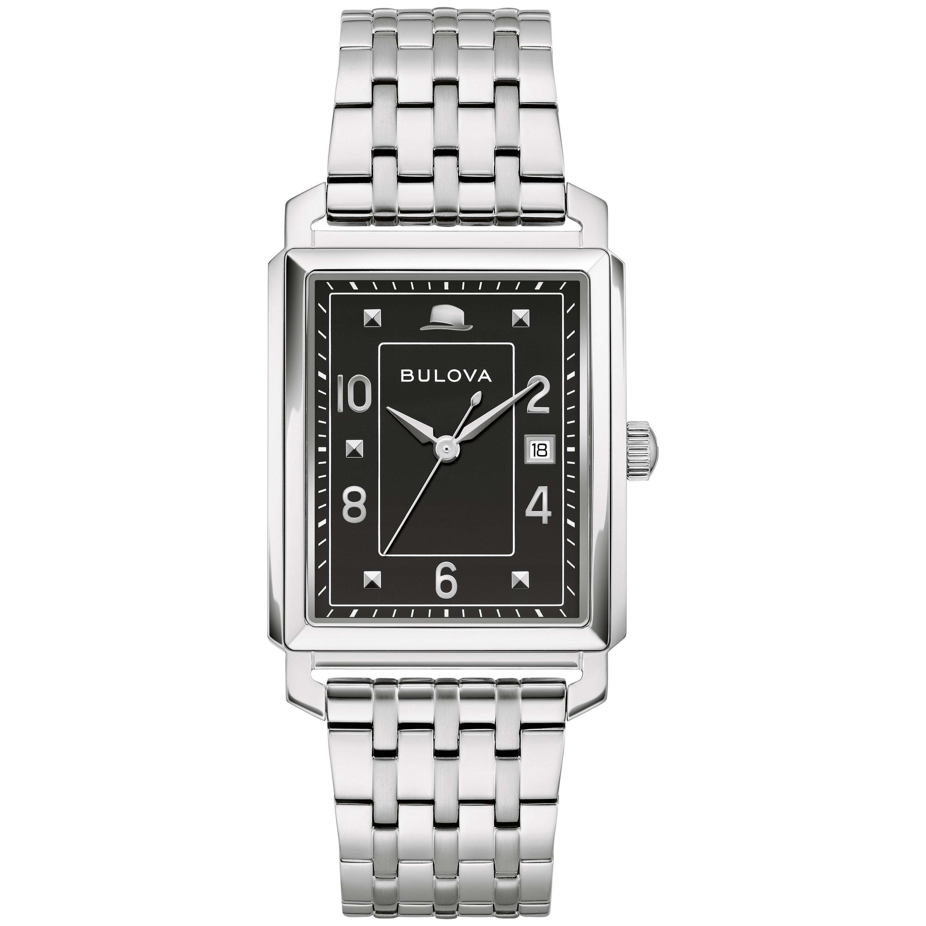 Mens The Very Thought Of You Silver-Tone Stainless Steel Watch Black Dial