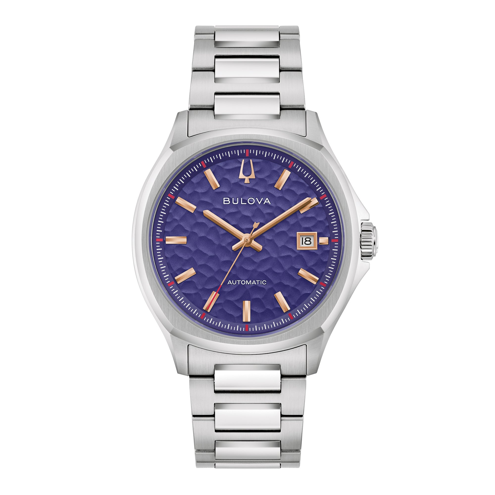 Mens Tony Bennett NYC Silver-Tone Stainless Steel Watch Purple Dial