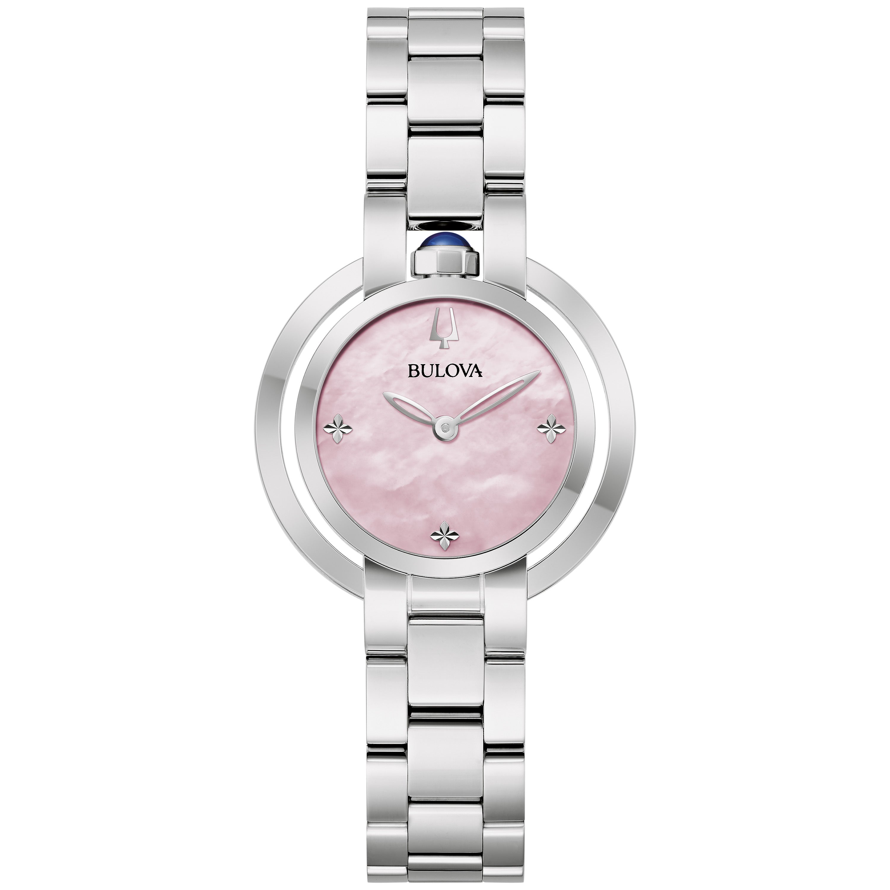 Ladies Rubaiyat Silver-Tone Stainless Steel Watch Pink MOP Dial