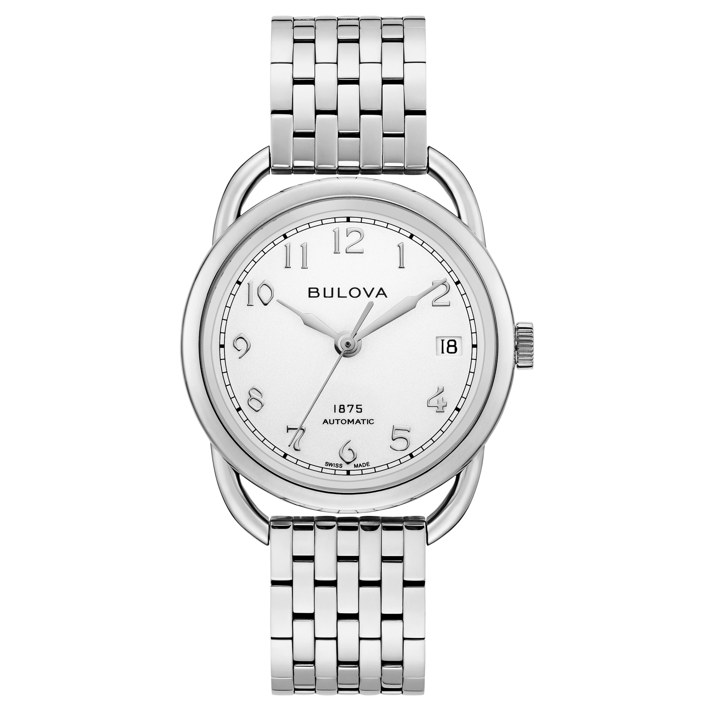 Ladies' Joseph Bulova Commodore Automatic Silver-Tone SS Watch, Silver Dial