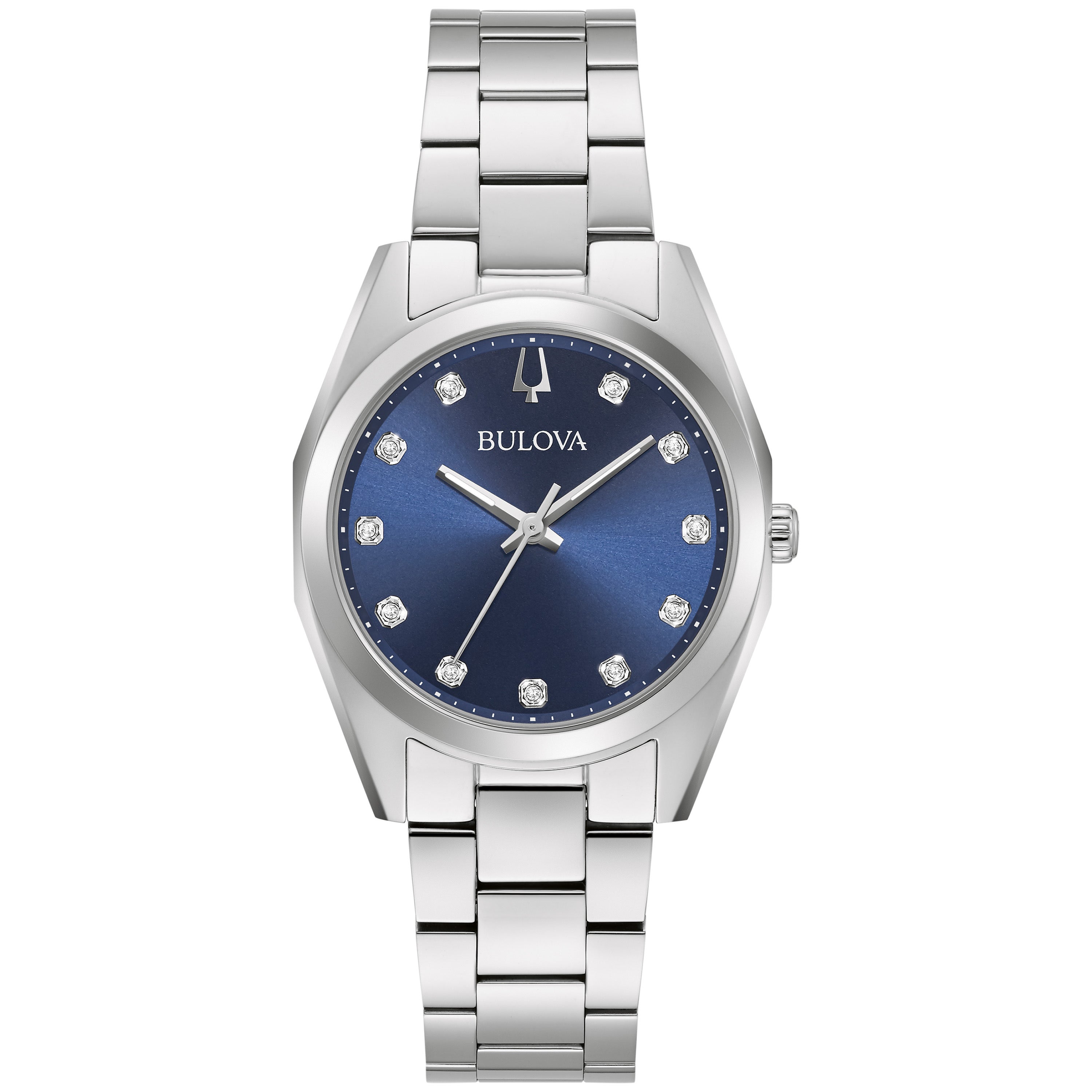 Ladies Surveyor Silver-Tone Stainless Steel Watch Blue Dial